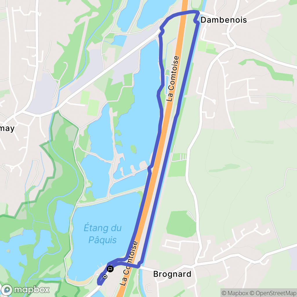 Brognard : carte du parcours de randonnée - France