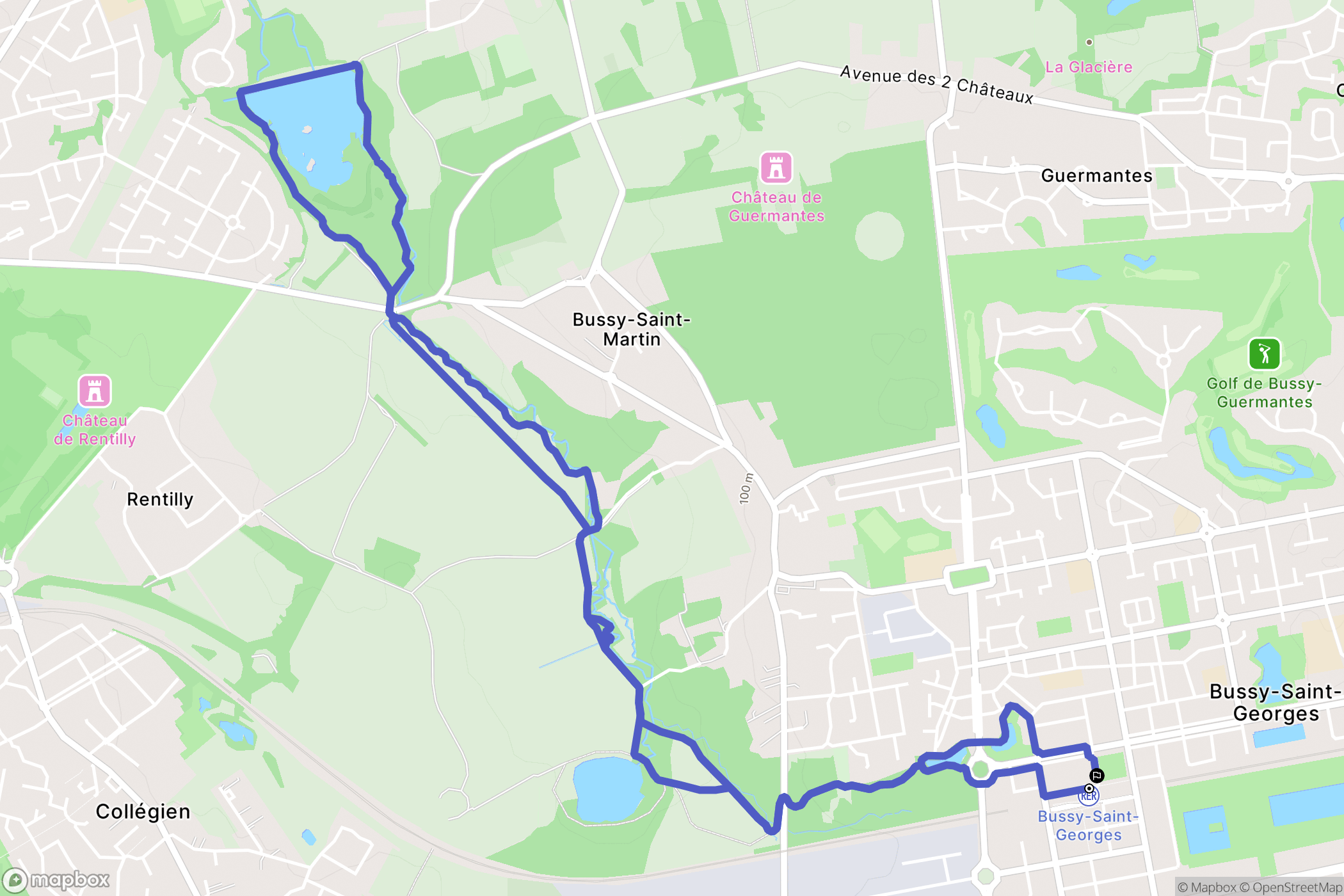 Bussy-Saint-Georges : carte du parcours de randonnée - France