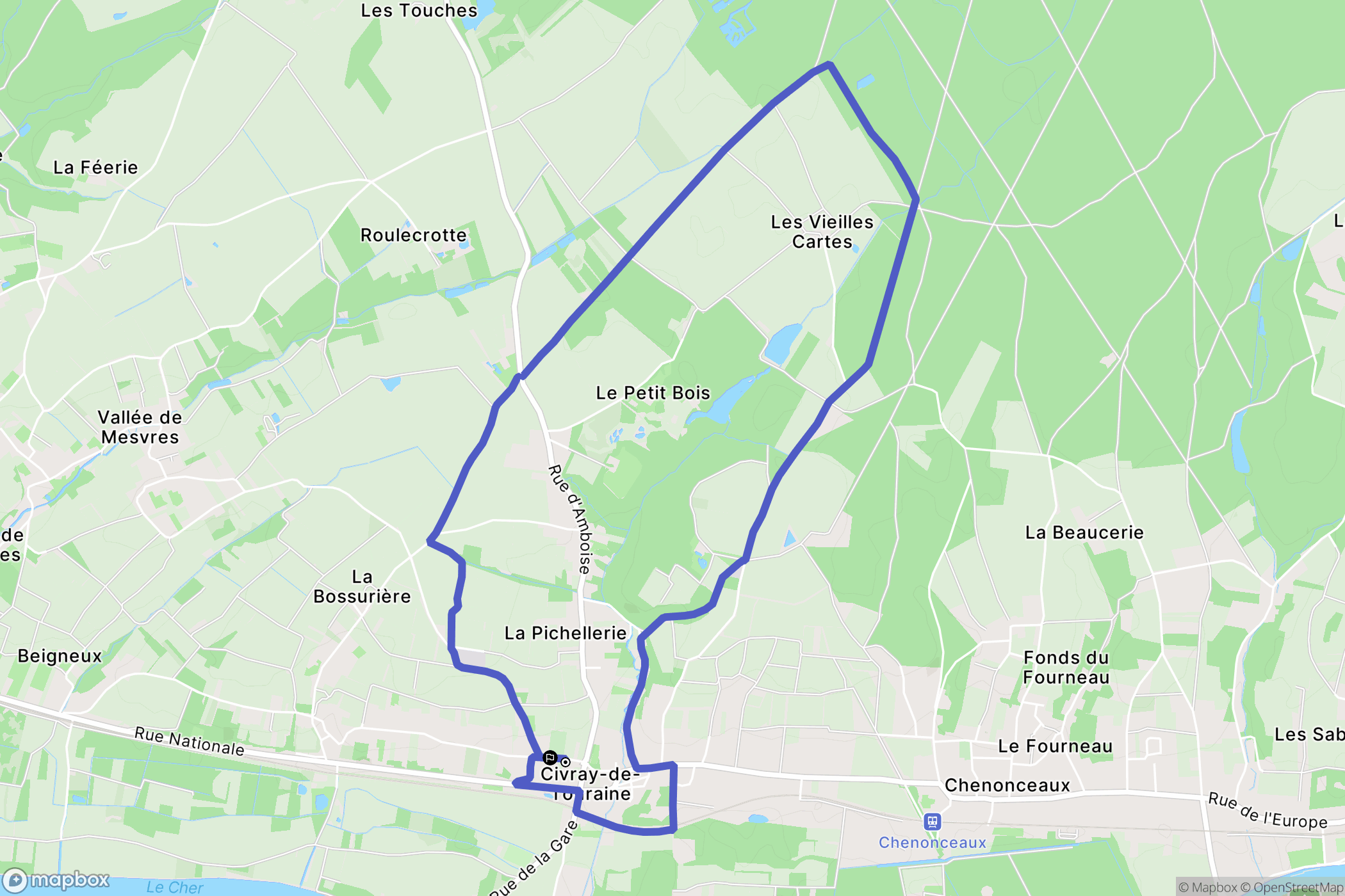 Civray-de-Touraine : carte du parcours de randonnée - France