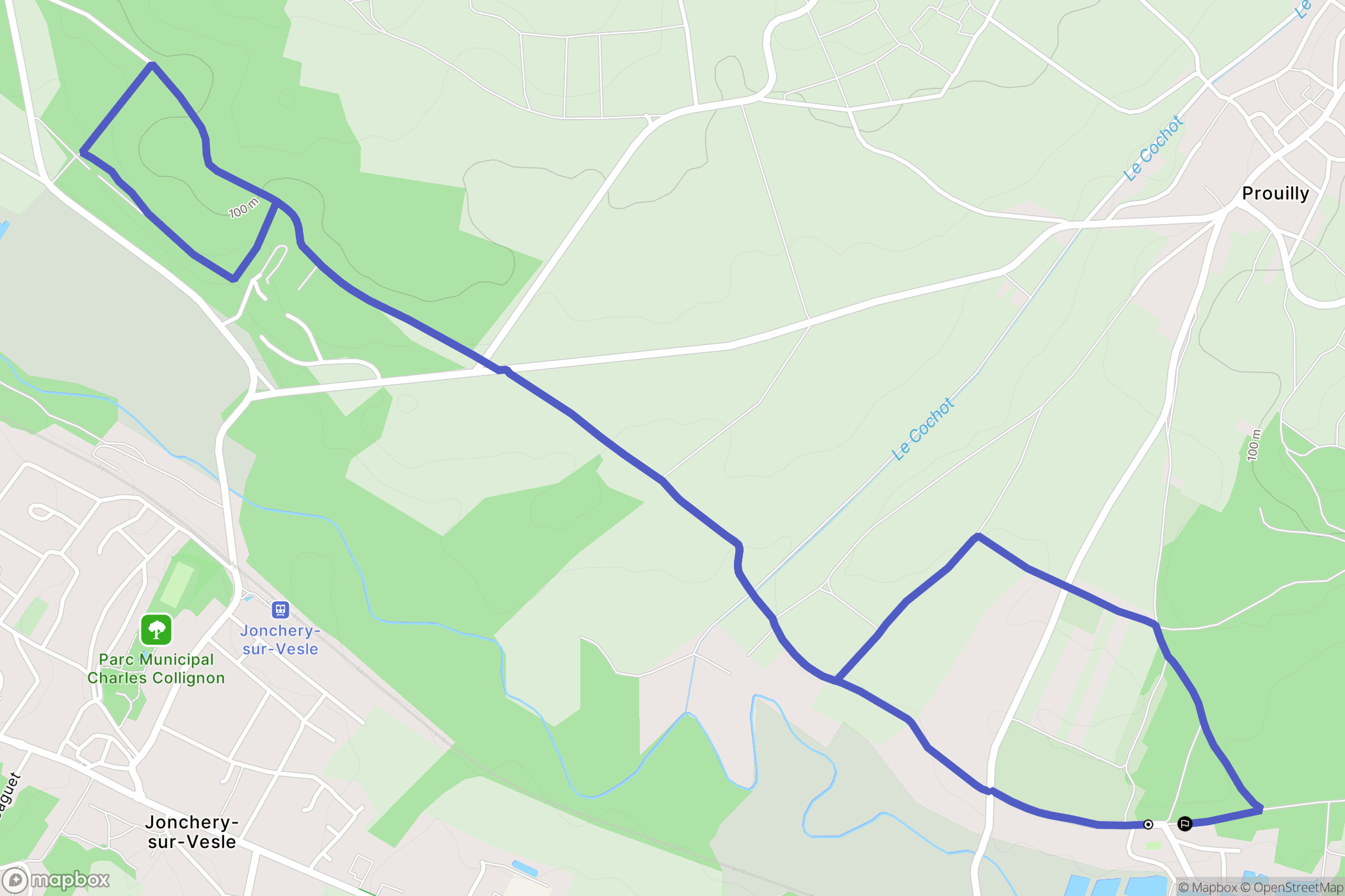 Prouilly : carte du parcours de randonnée - France