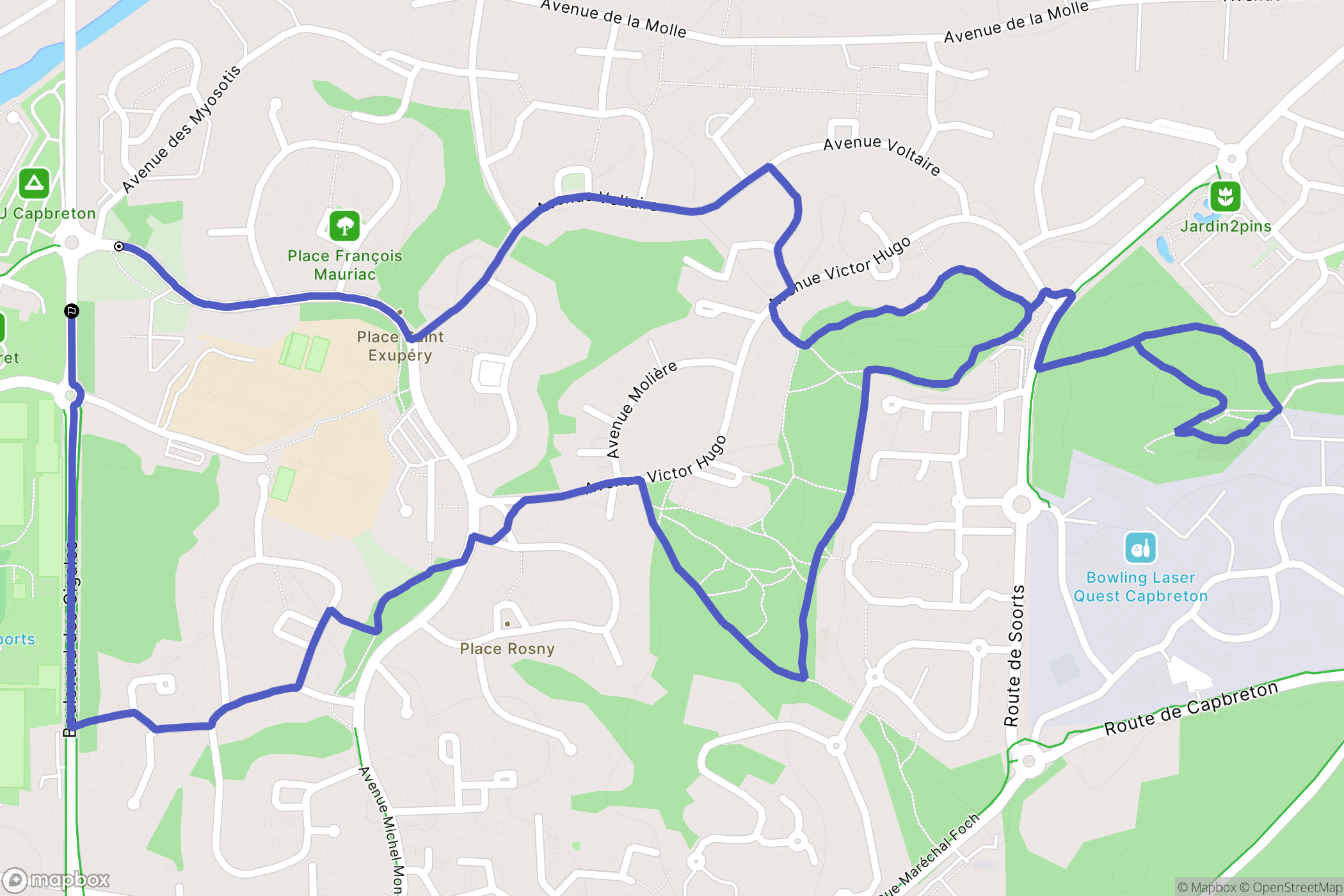 Capbreton : carte du parcours de randonnée - France