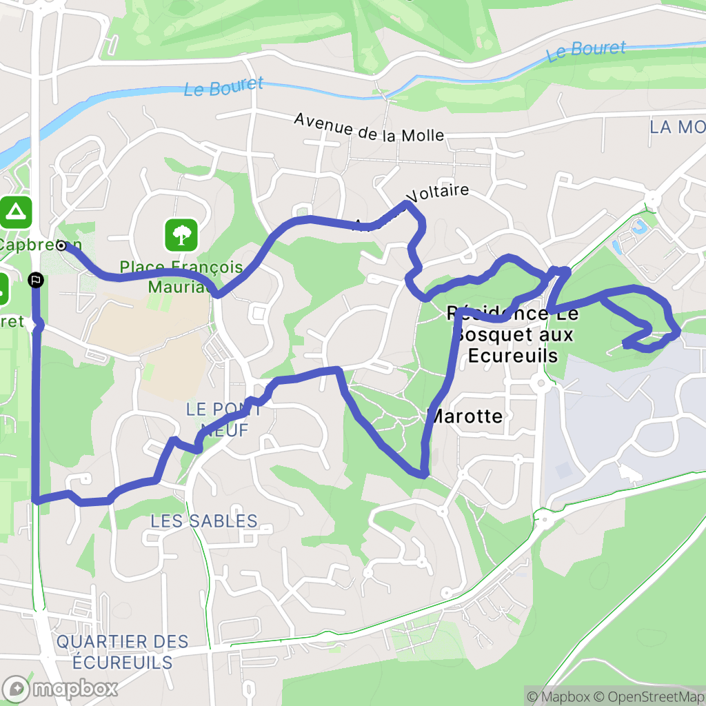 Capbreton : carte du parcours de randonnée - France