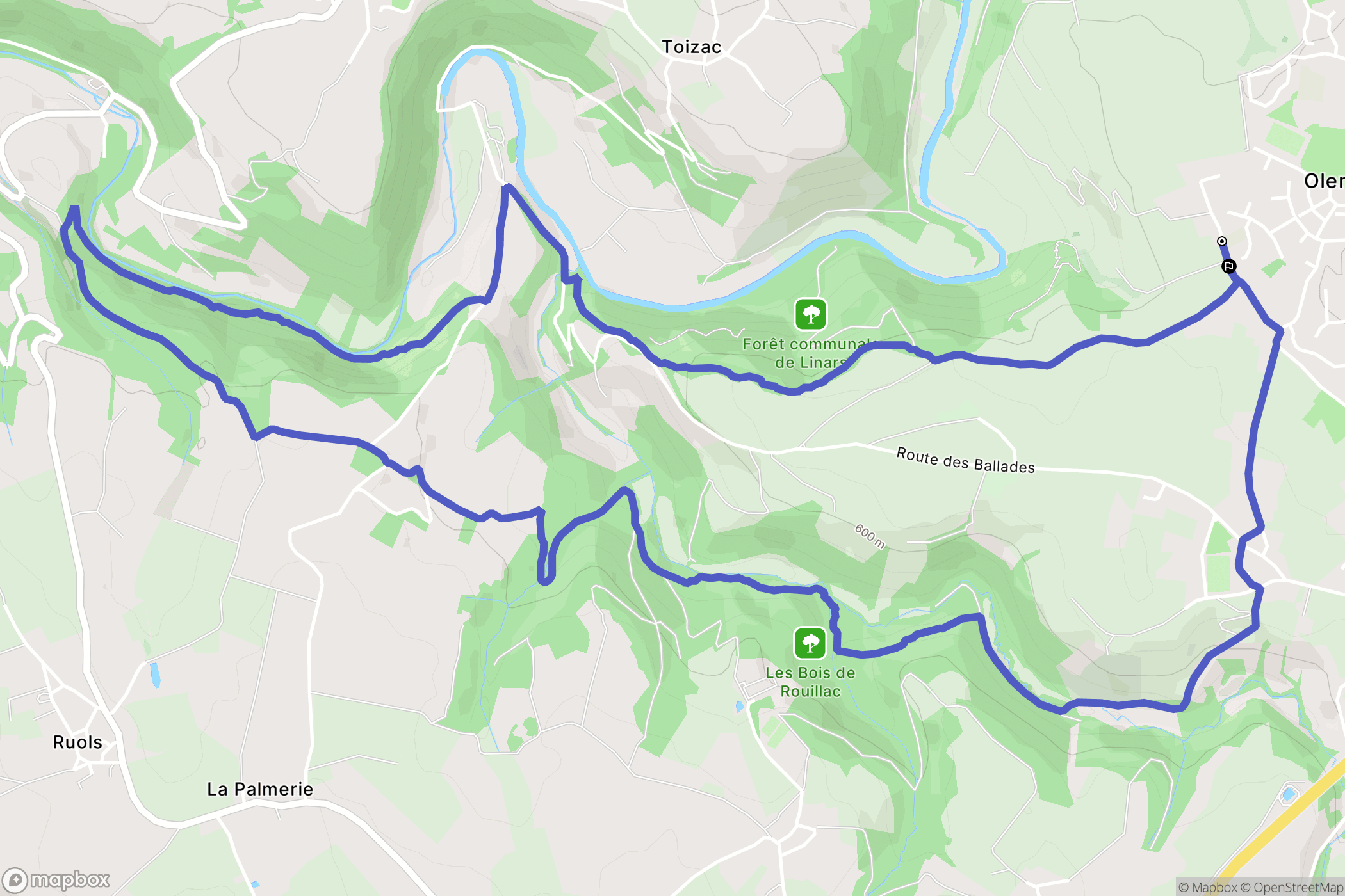 Olemps : carte du parcours de randonnée - France