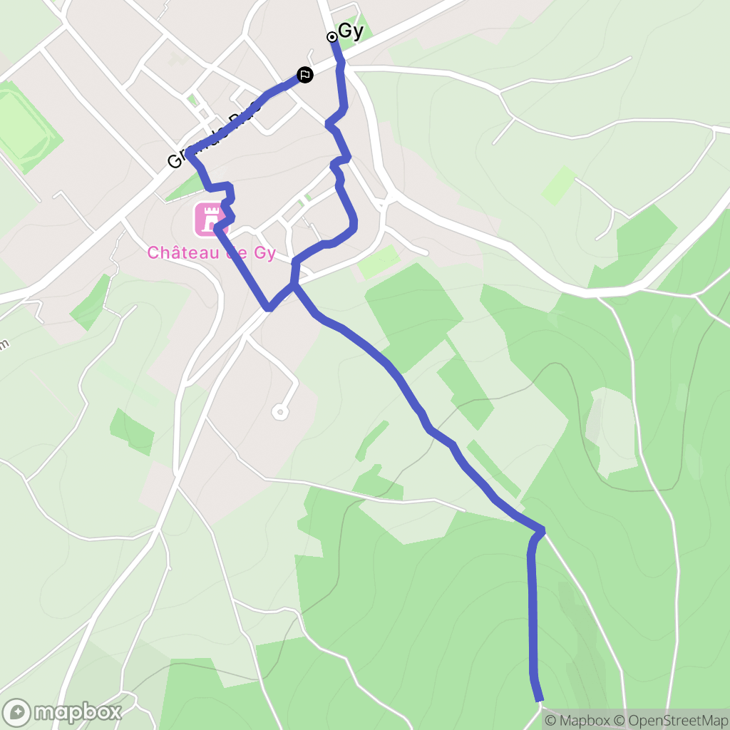 Gy : carte du parcours de randonnée - France