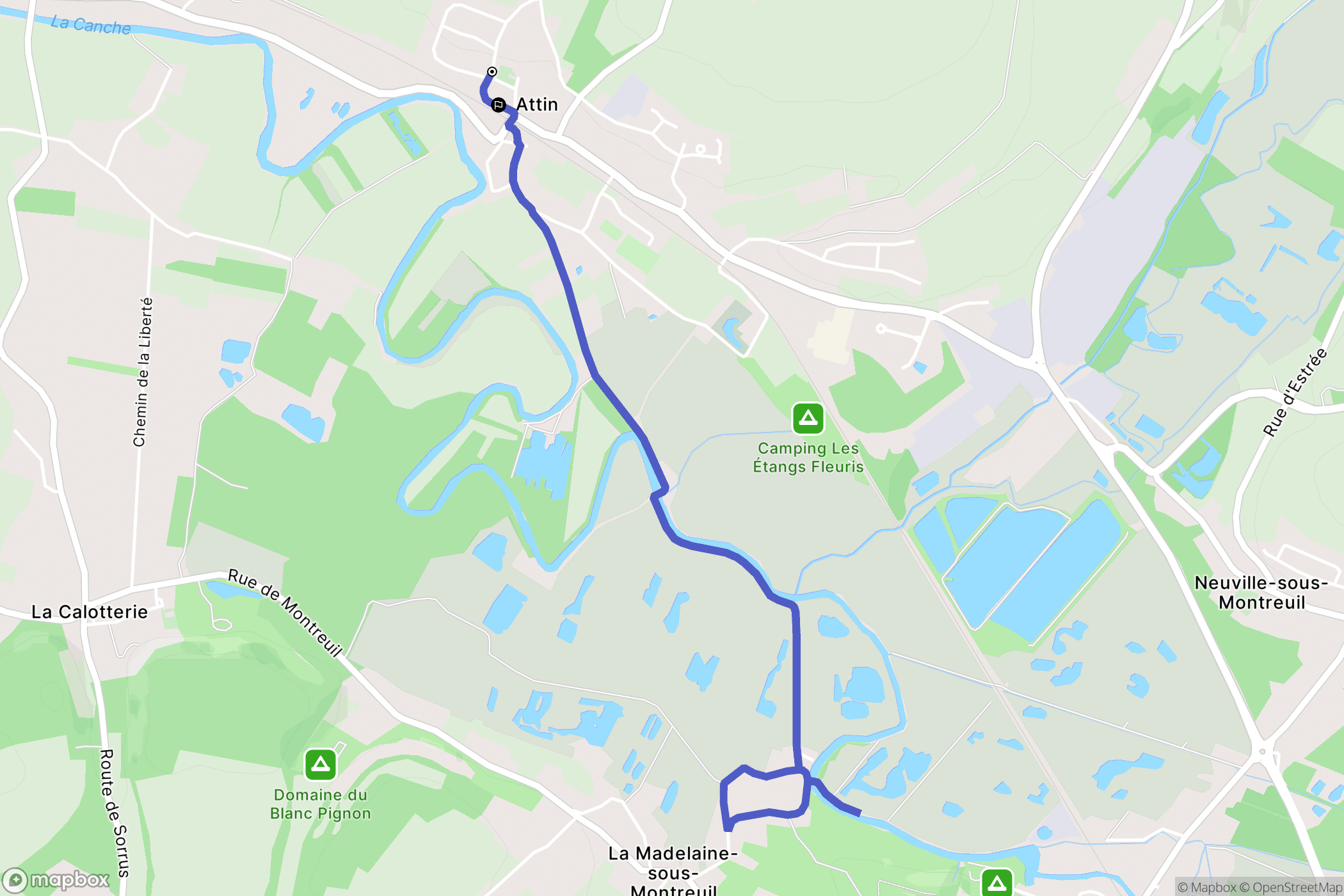 Attin : carte du parcours de randonnée - France