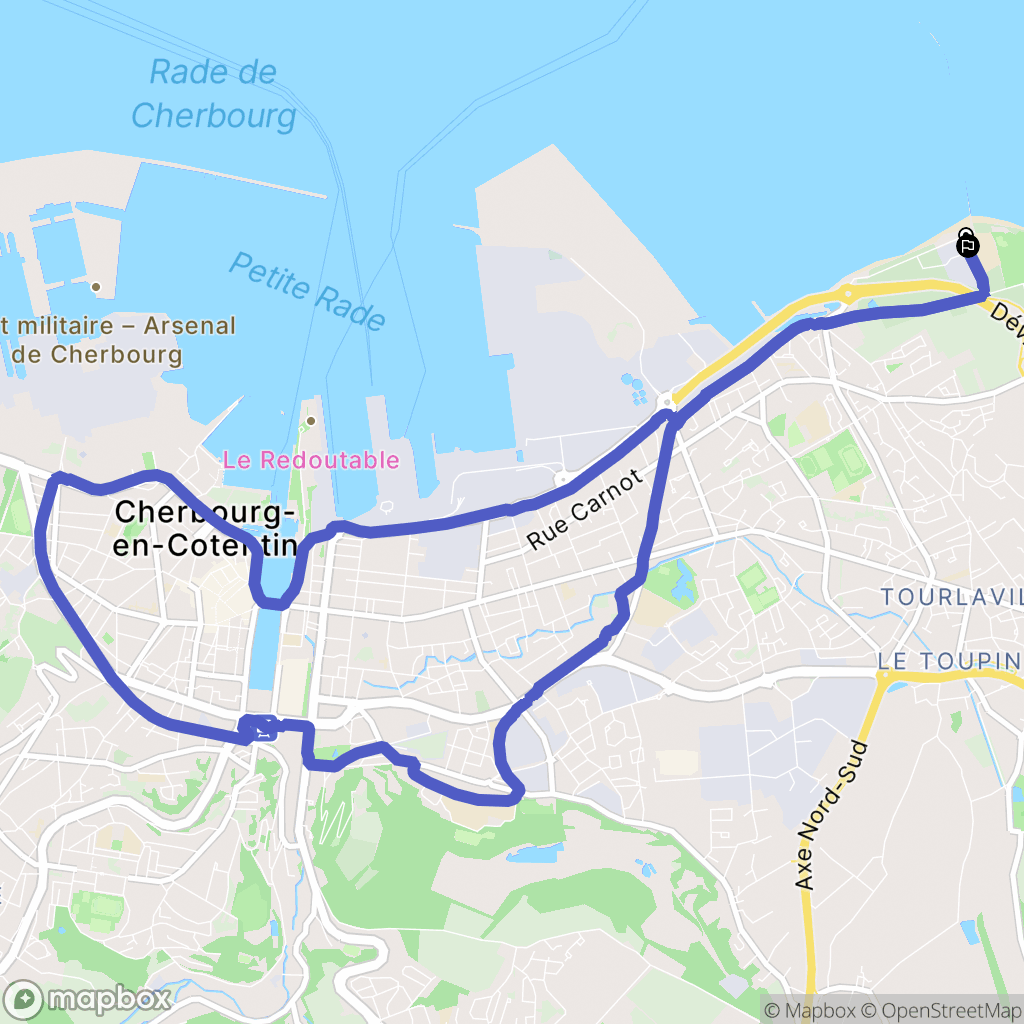 Cherbourg-en-Cotentin : carte du parcours de randonnée - France