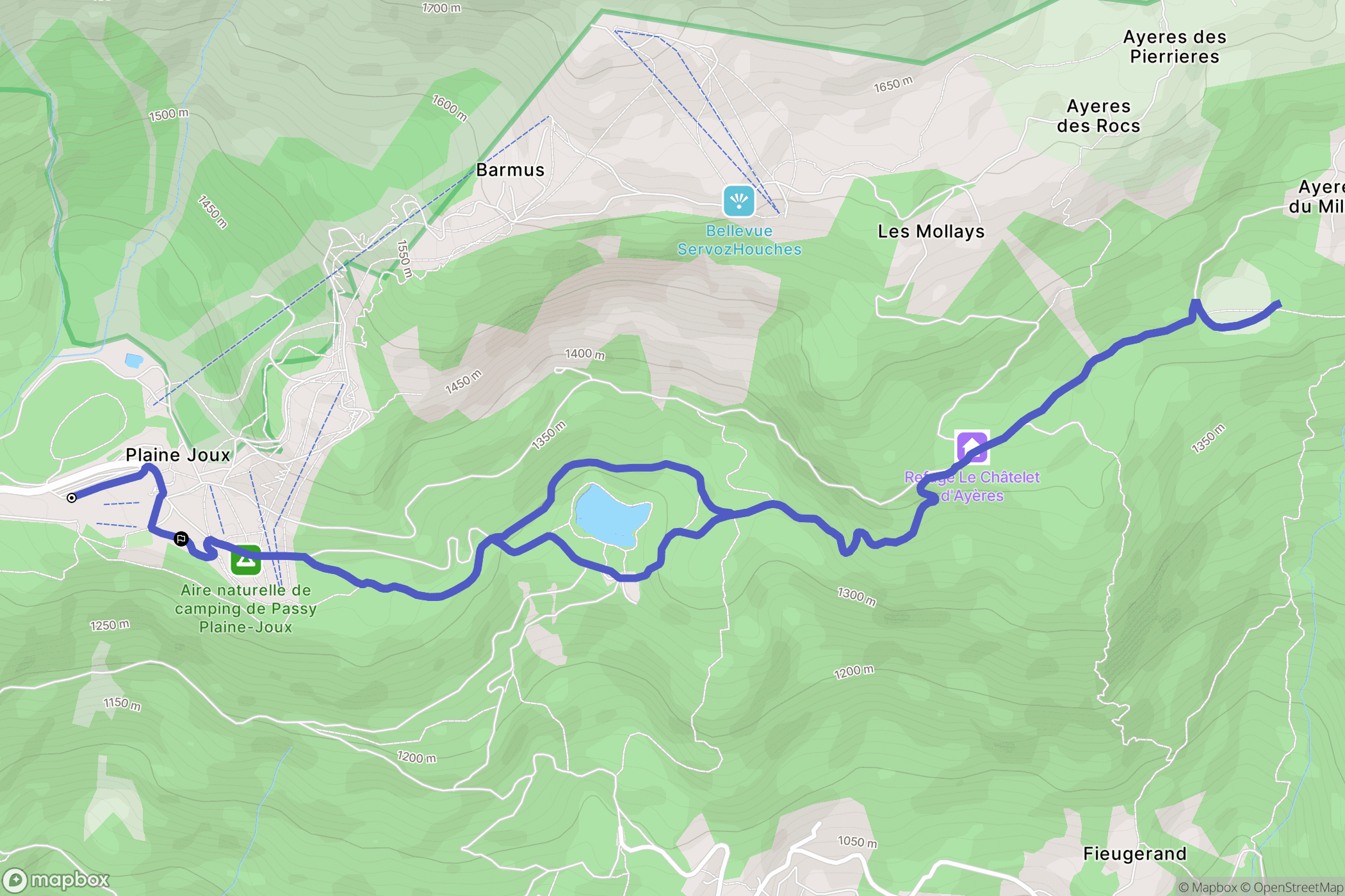 Passy : carte du parcours de randonnée - France