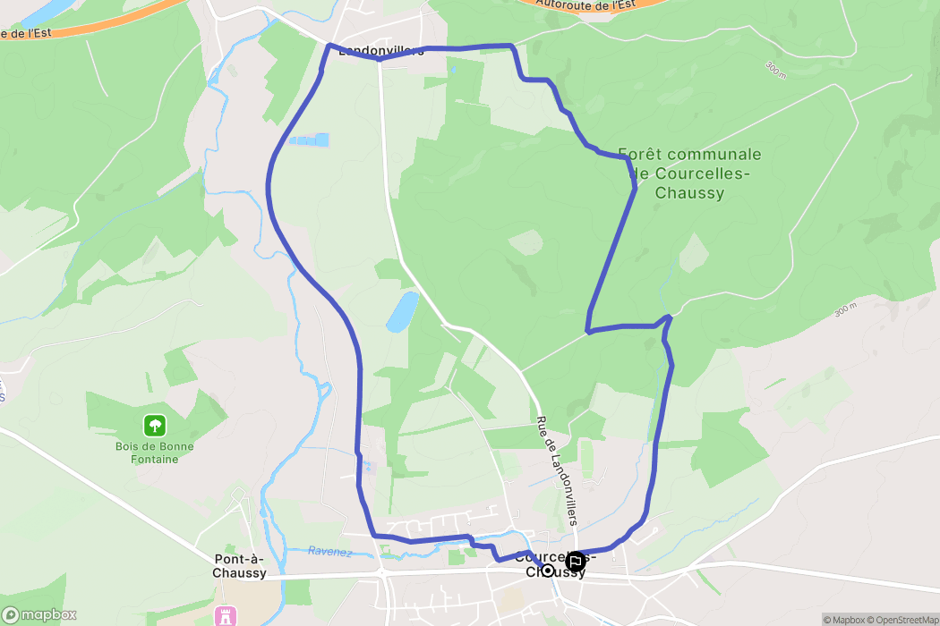 Courcelles-Chaussy : carte du parcours de randonnée - France