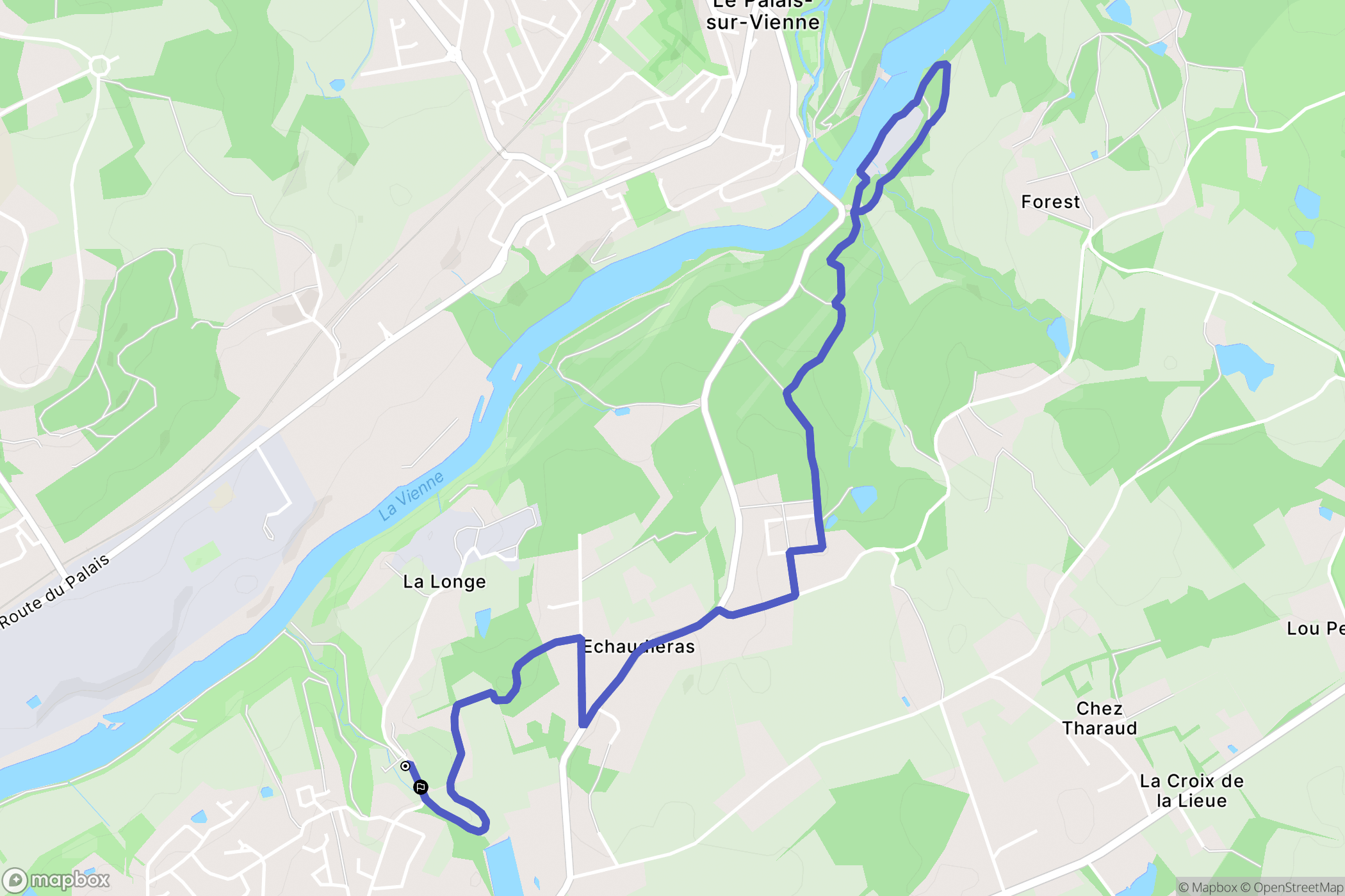 Panazol : carte du parcours de randonnée - France