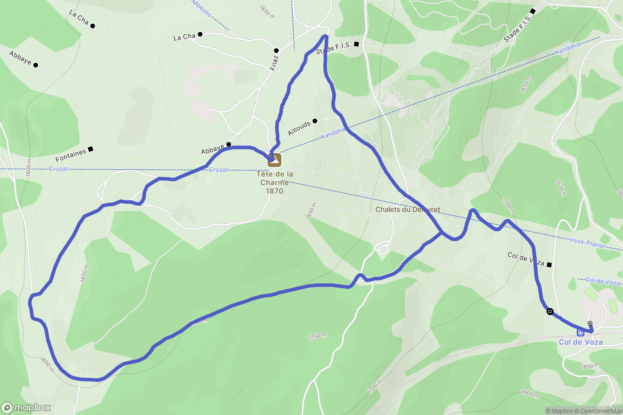 Saint-Gervais-les-Bains : carte du parcours de randonnée - France