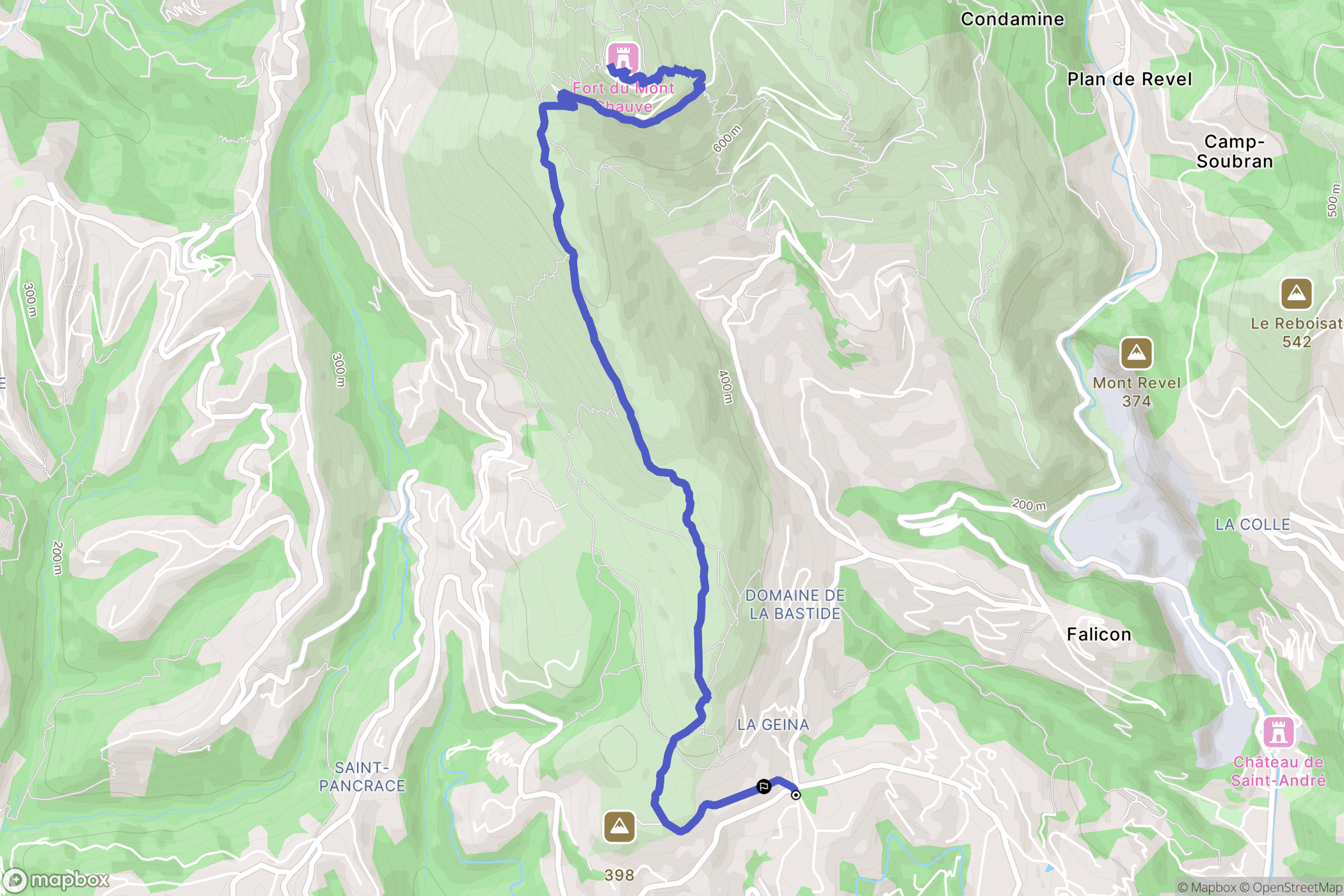 Nice : carte du parcours de randonnée - France