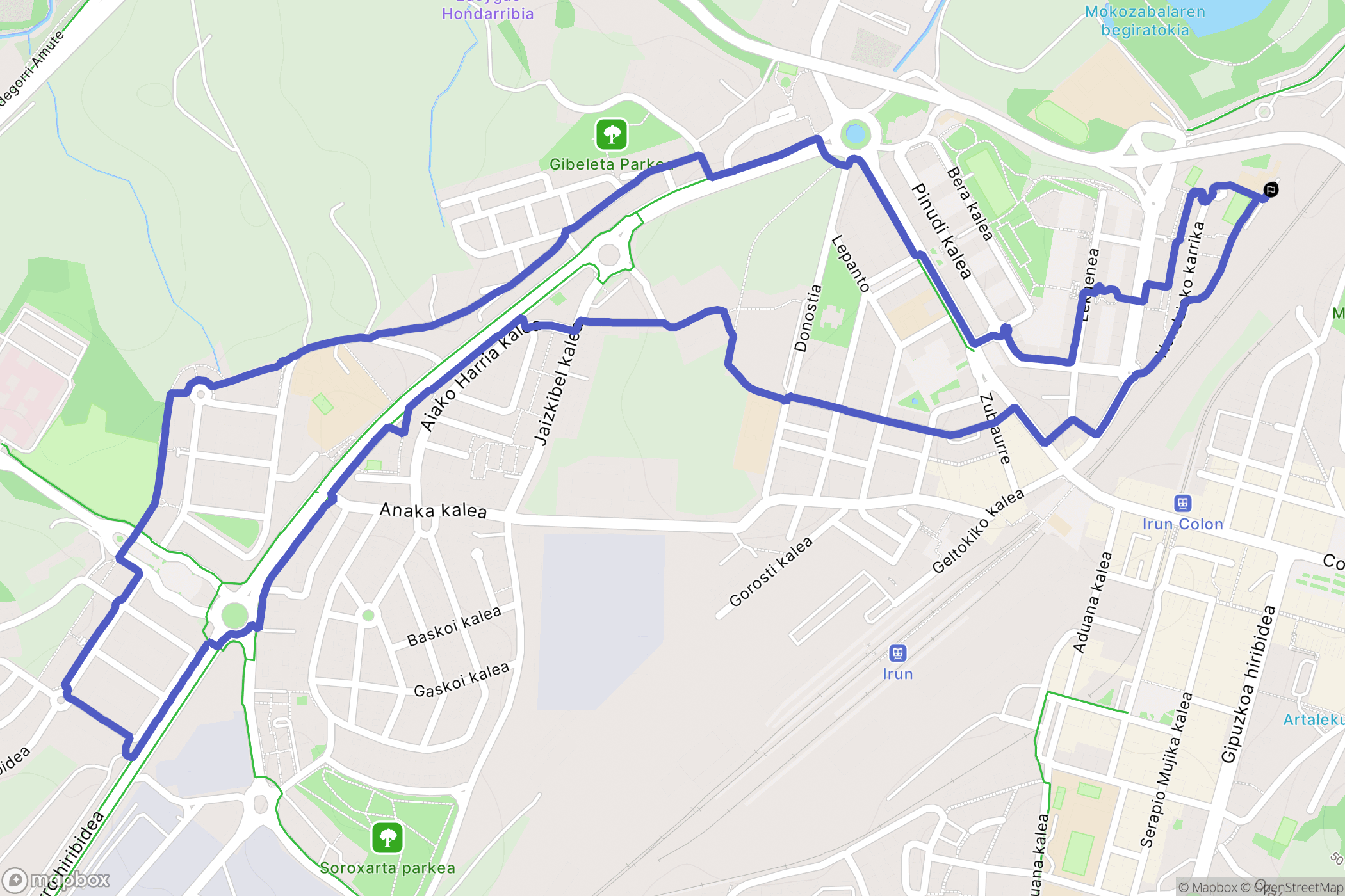 Irun : carte du parcours de randonnée - Spain
