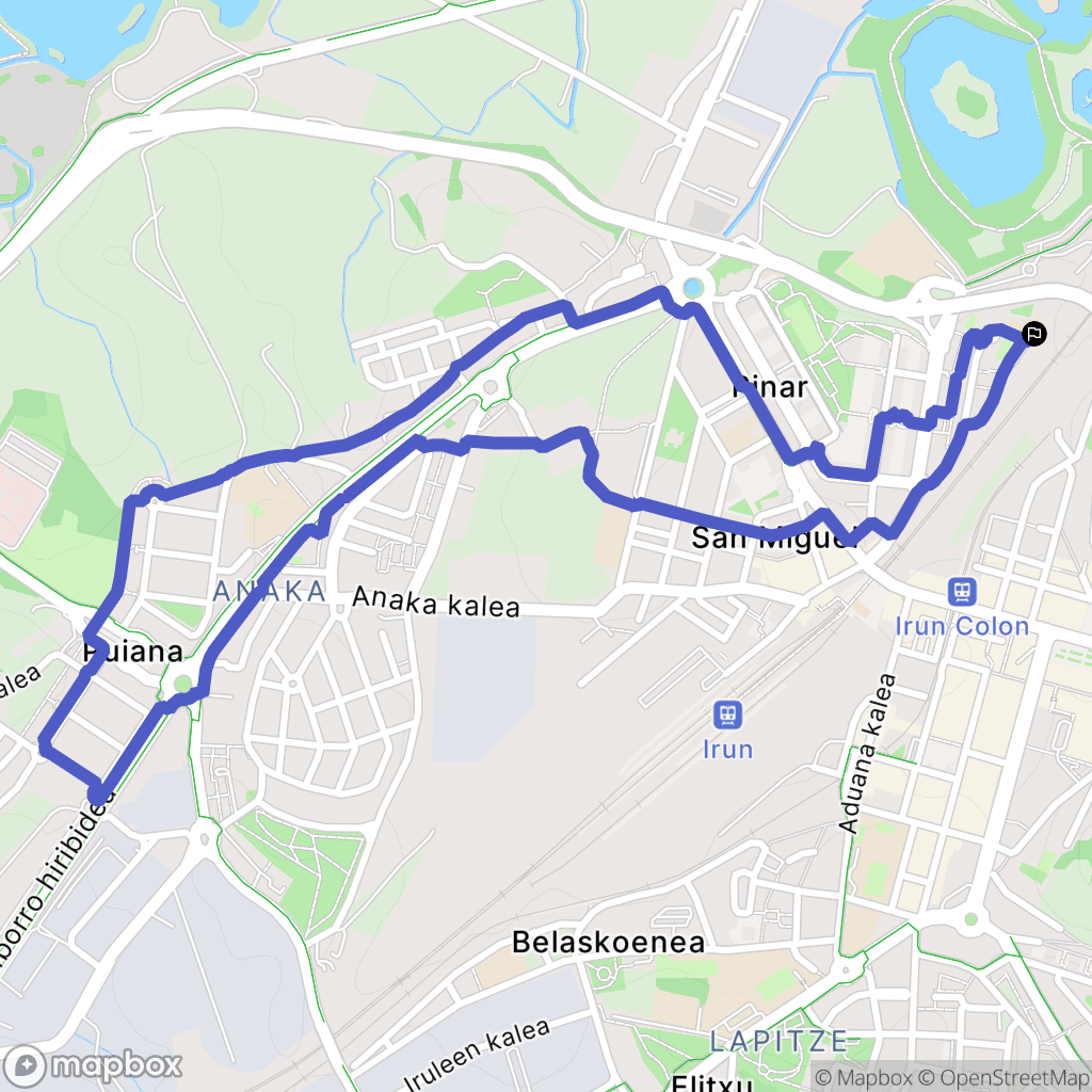 Irun : carte du parcours de randonnée - Spain