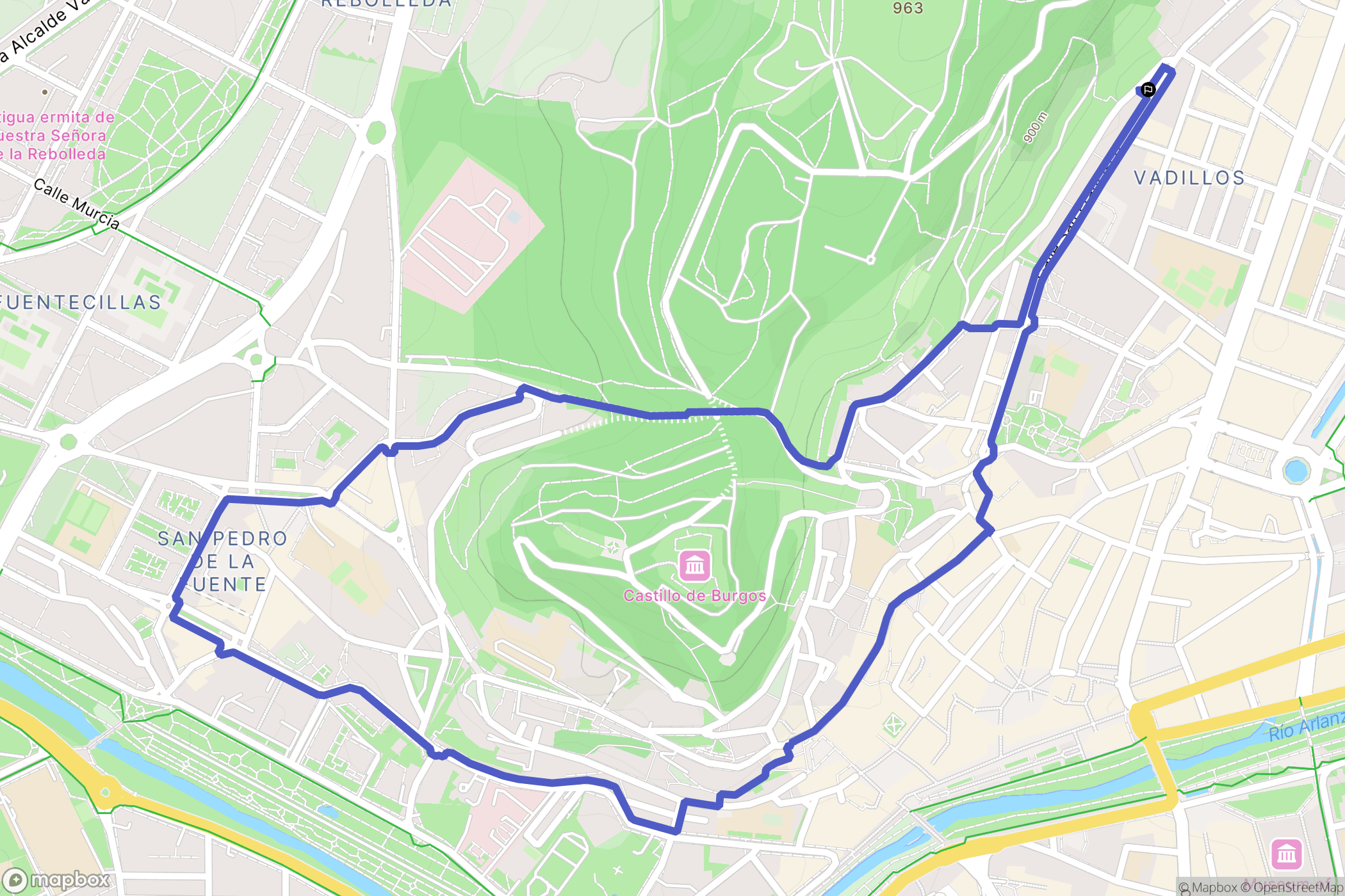 Burgos : carte du parcours de randonnée - Spain