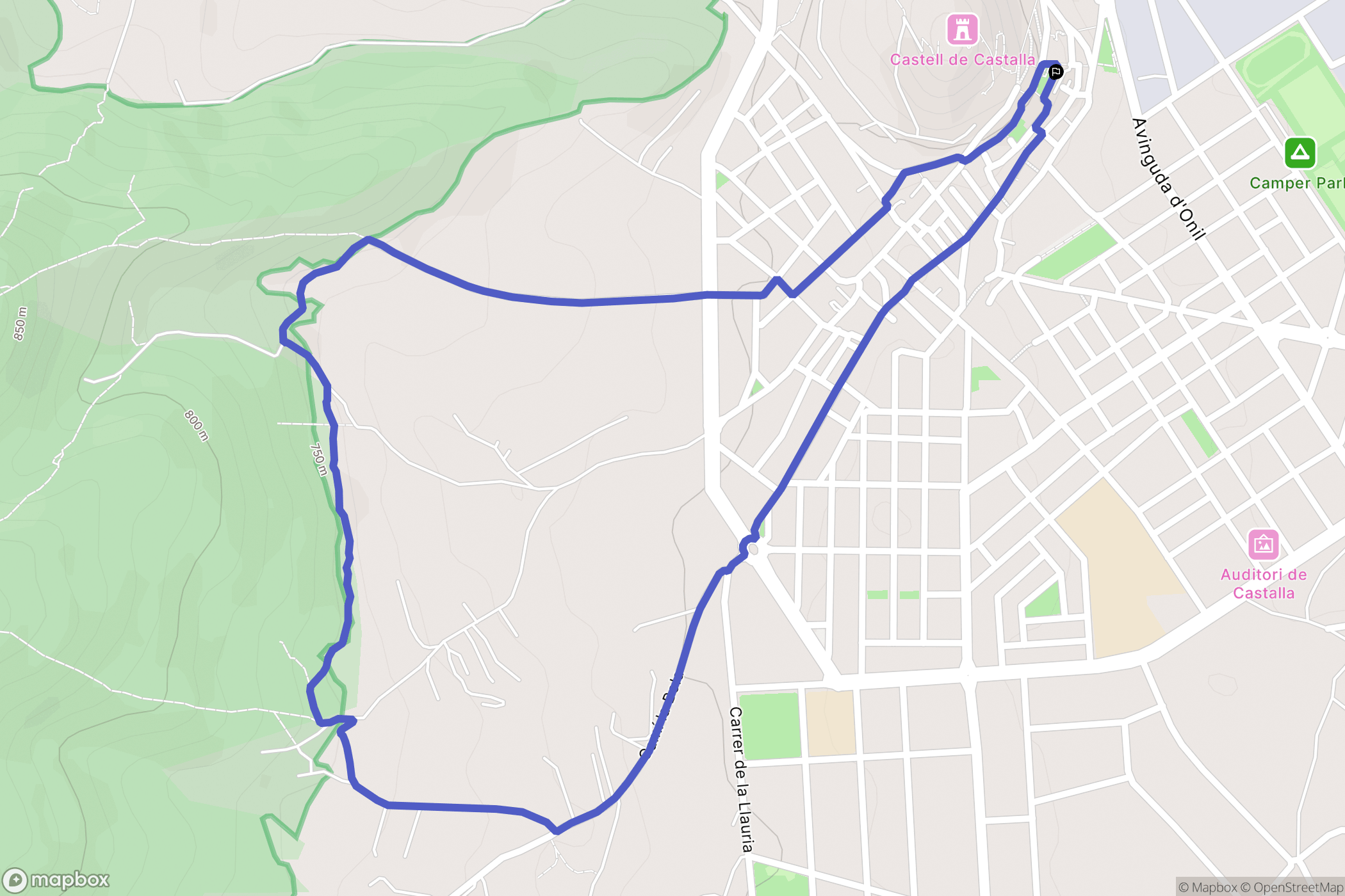Castalla : carte du parcours de randonnée - Spain