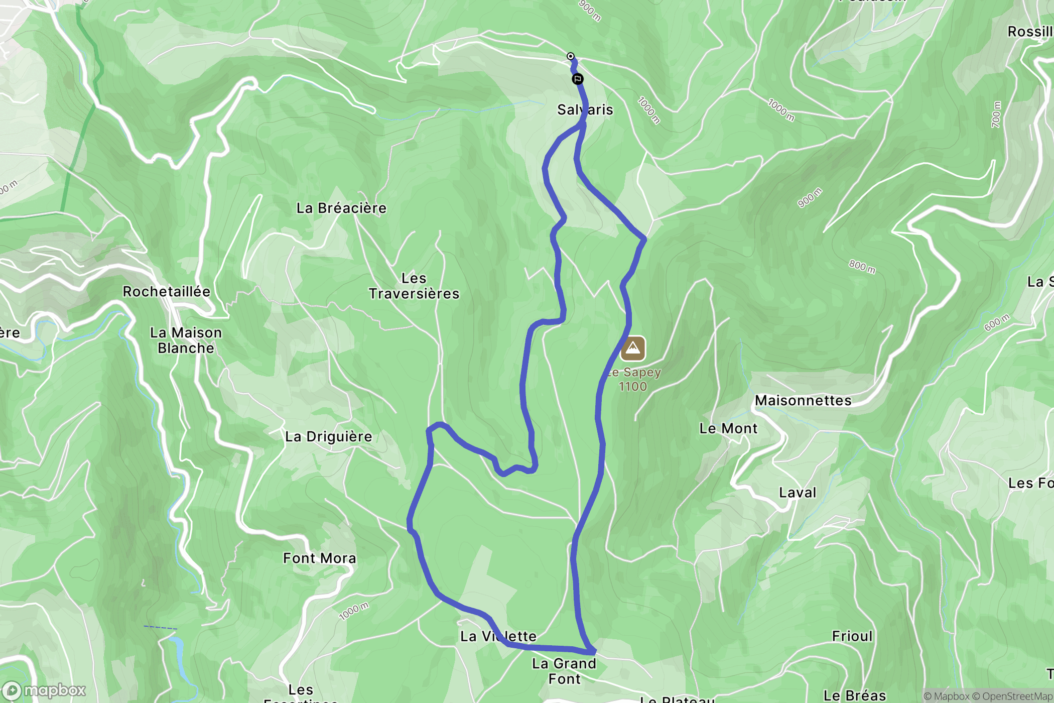 Saint-Étienne : carte du parcours de randonnée - France