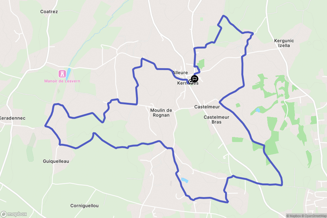 Kernouës : carte du parcours de randonnée - France