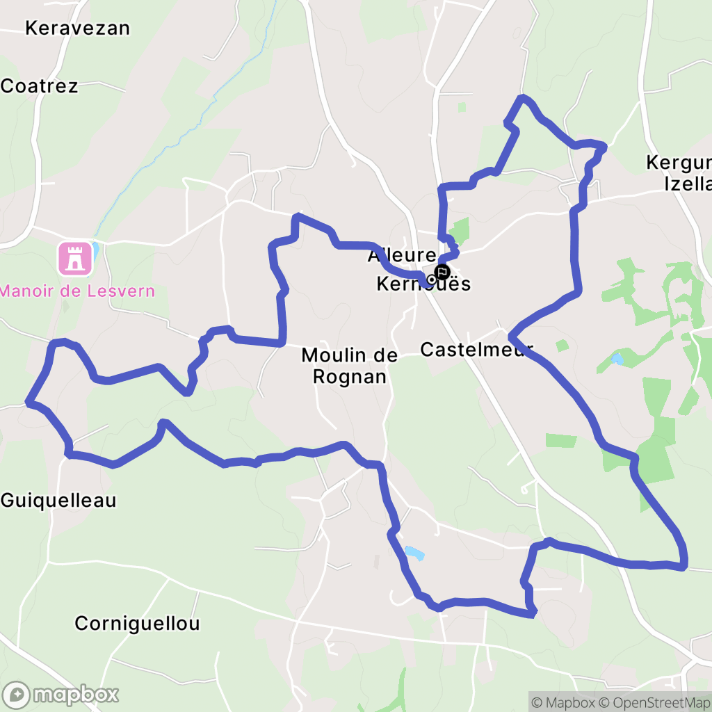 Kernouës : carte du parcours de randonnée - France