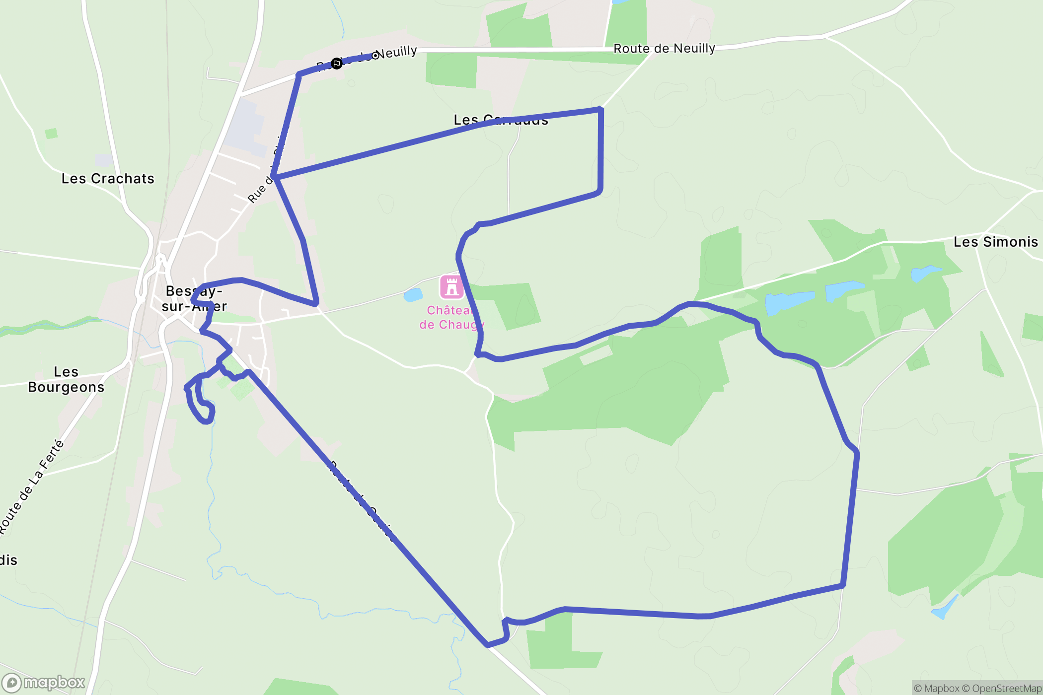 Bessay-sur-Allier : carte du parcours de randonnée - France