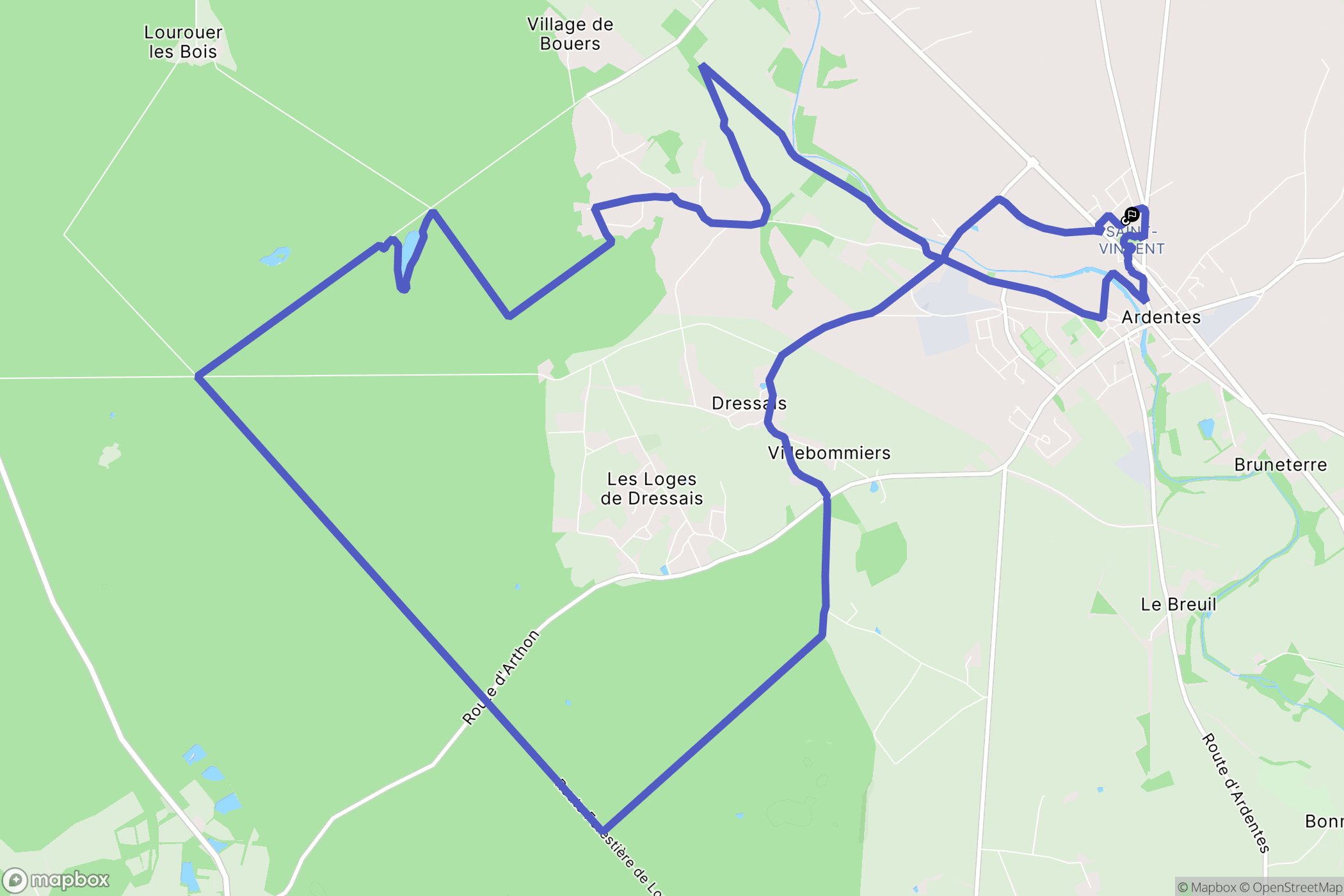 Ardentes : carte du parcours de randonnée - France