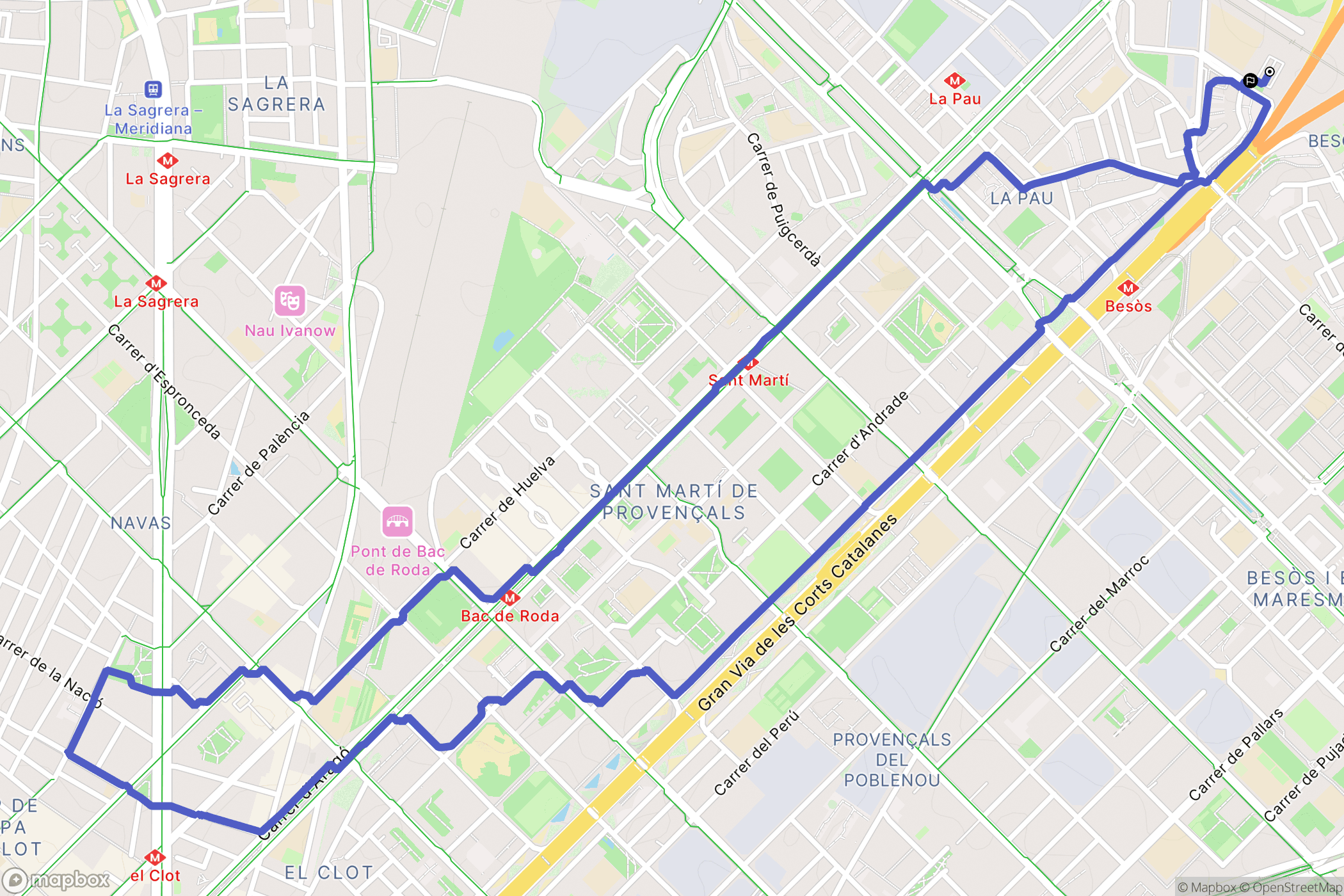 Sant Adrià de Besòs : carte du parcours de randonnée - Spain
