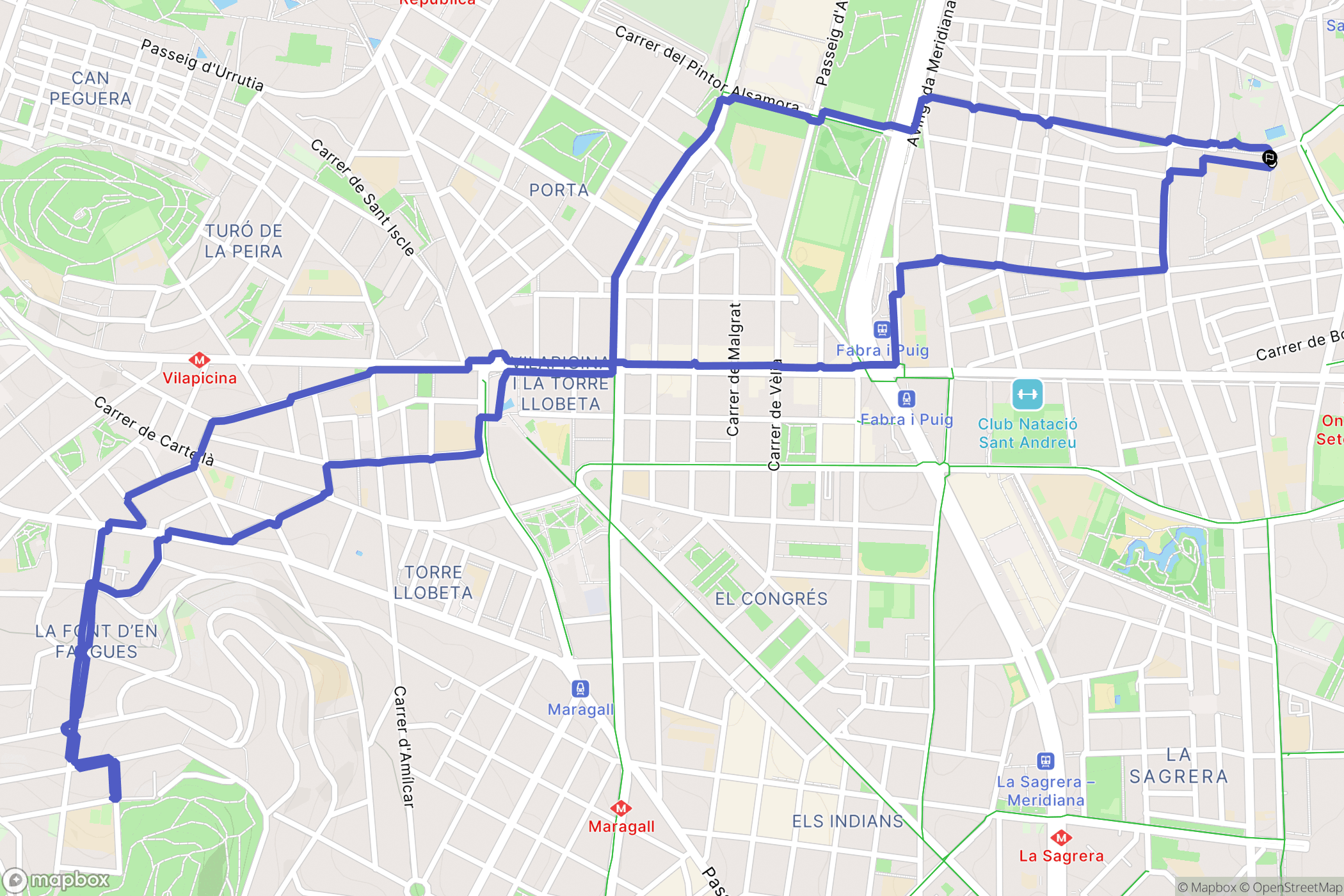 Barcelona : carte du parcours de randonnée - Spain