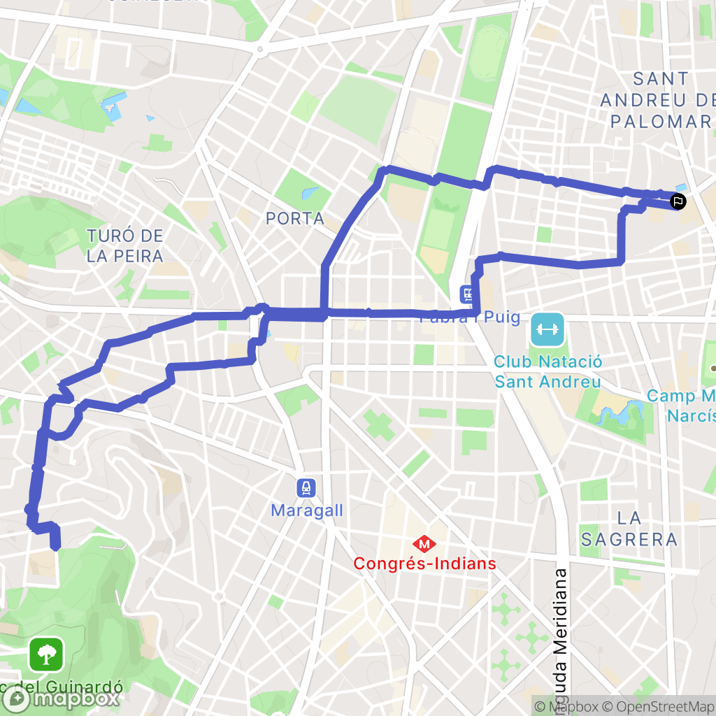 Barcelona : carte du parcours de randonnée - Spain
