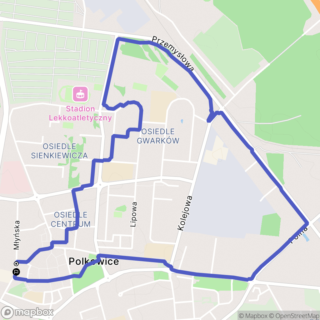 Polkowice: mapa trasy - Poland