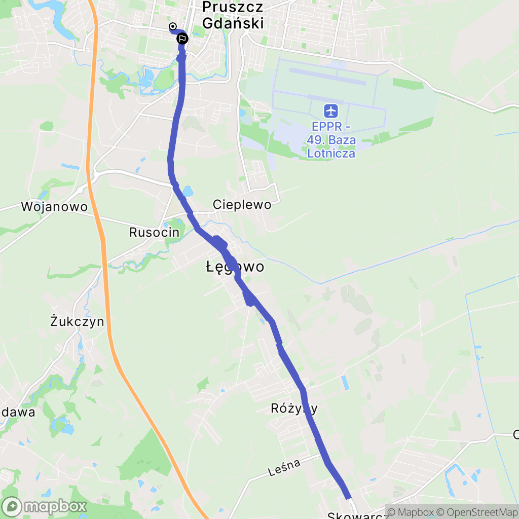 Pruszcz Gdański: mapa trasy - Poland