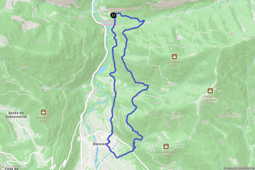 Biescas : carte du parcours de randonnée - Spain