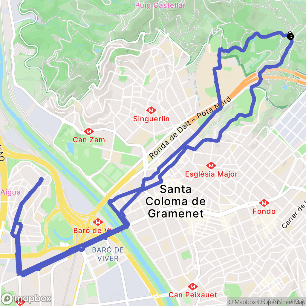 Badalona : carte du parcours de randonnée - Spain