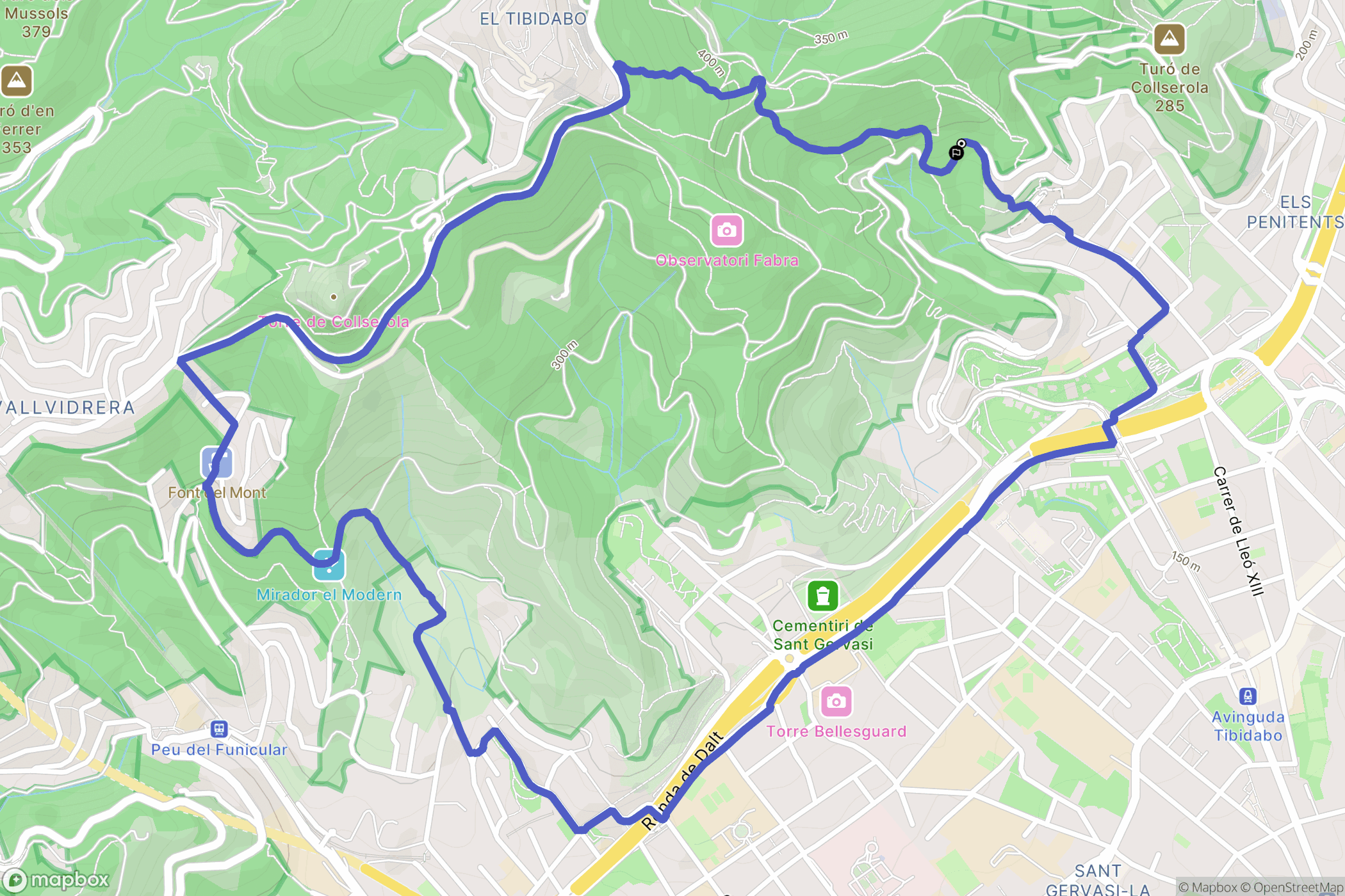 Barcelona : carte du parcours de randonnée - Spain