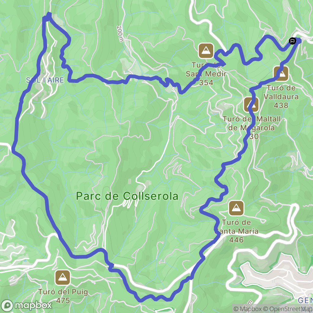Barcelona : carte du parcours de randonnée - Spain