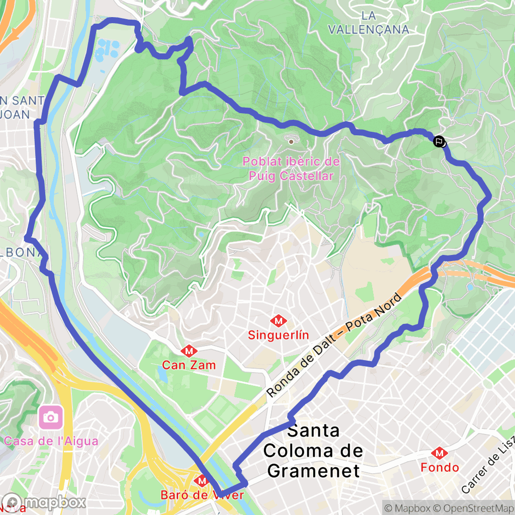 Santa Coloma de Gramenet : carte du parcours de randonnée - Spain