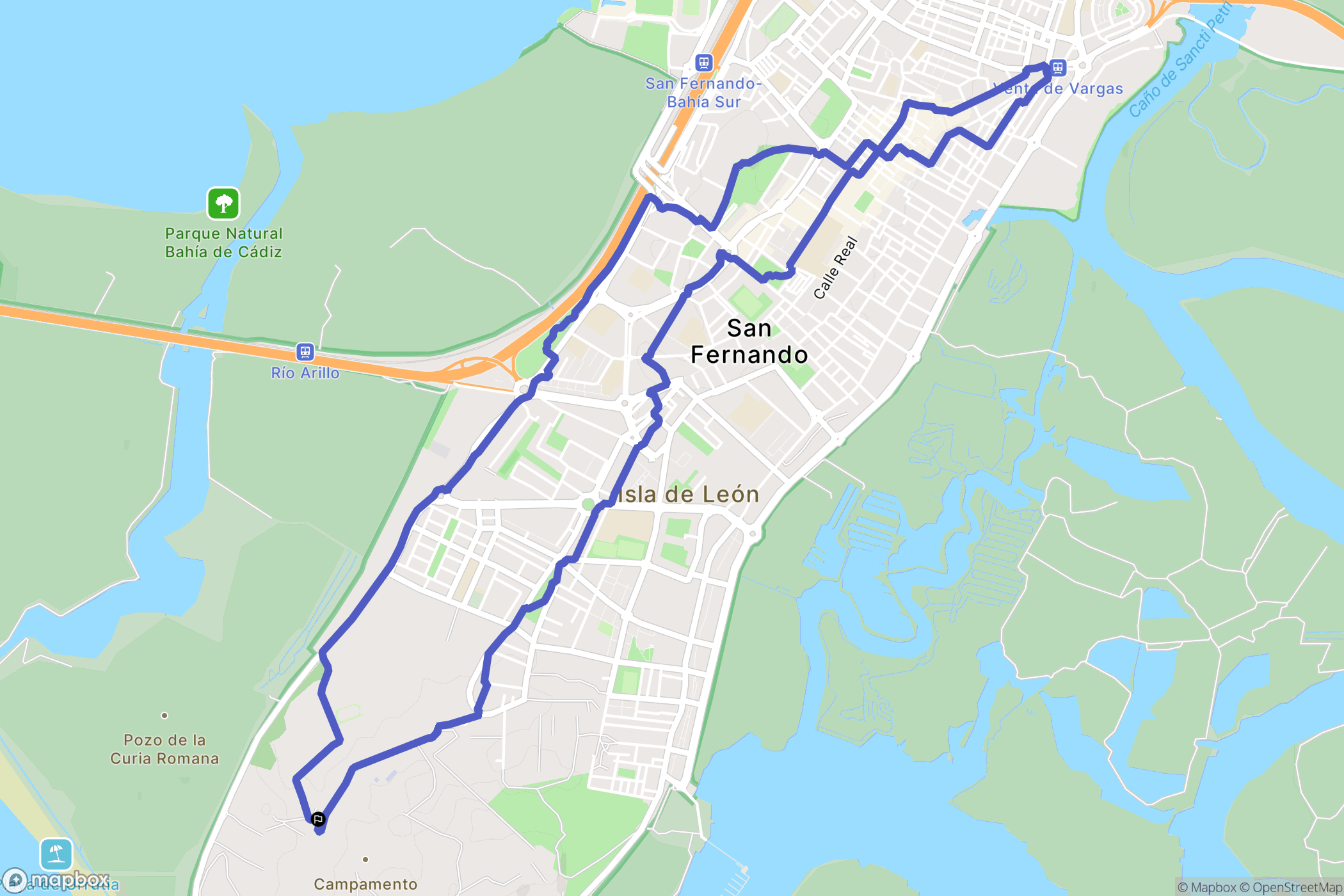 Camposoto : carte du parcours de randonnée - Spain