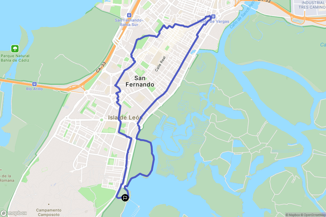 San Fernando : carte du parcours de randonnée - Spain