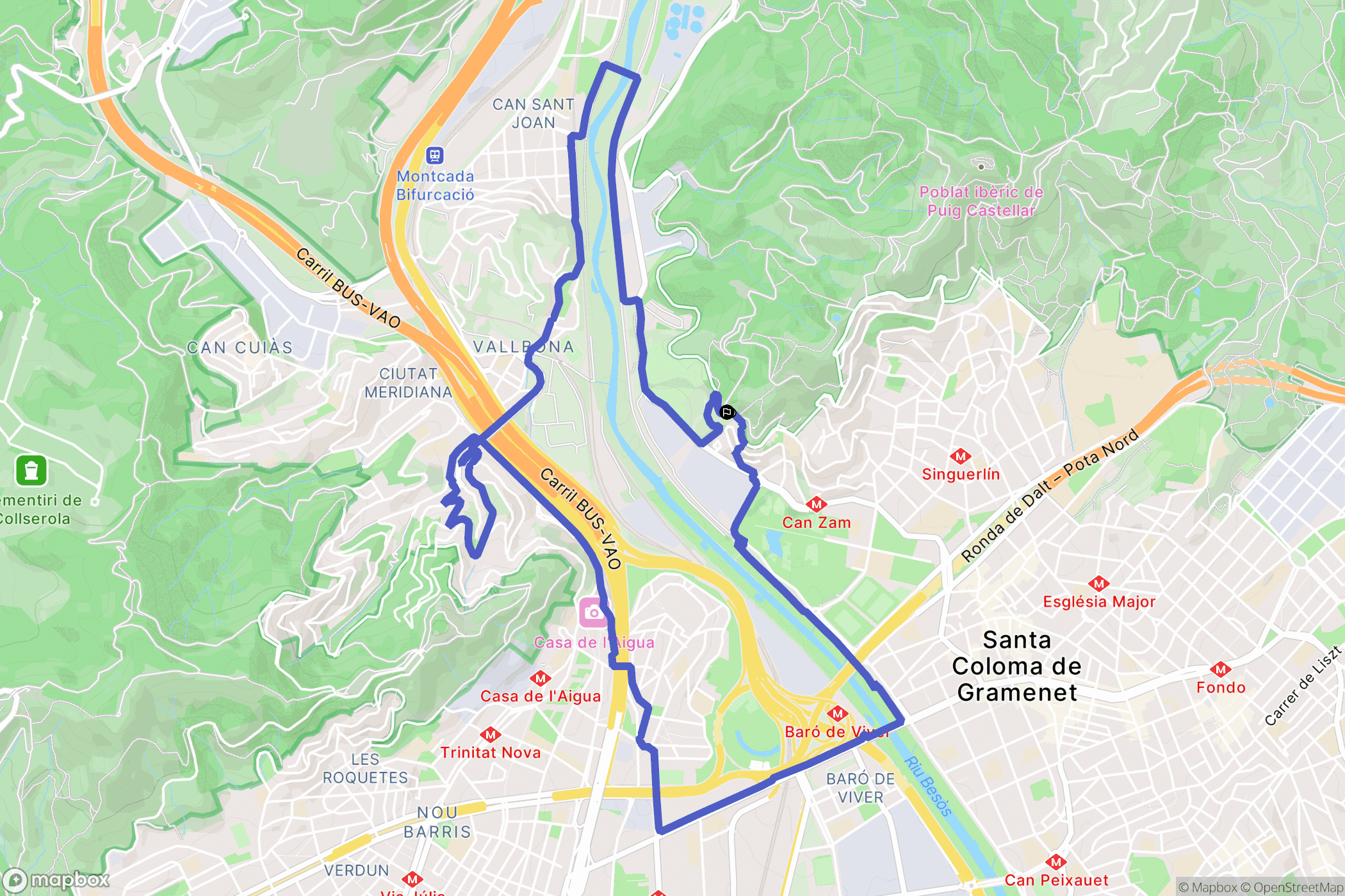 Santa Coloma de Gramenet : carte du parcours de randonnée - Spain