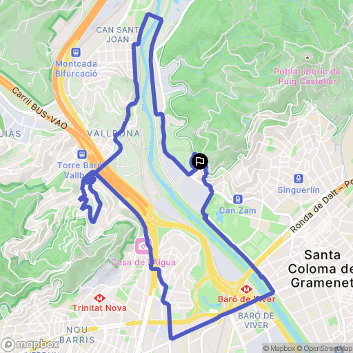 Santa Coloma de Gramenet : carte du parcours de randonnée - Spain