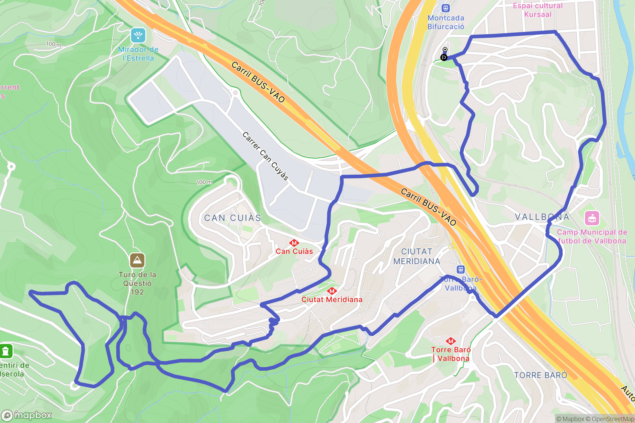 Montcada i Reixac : carte du parcours de randonnée - Spain