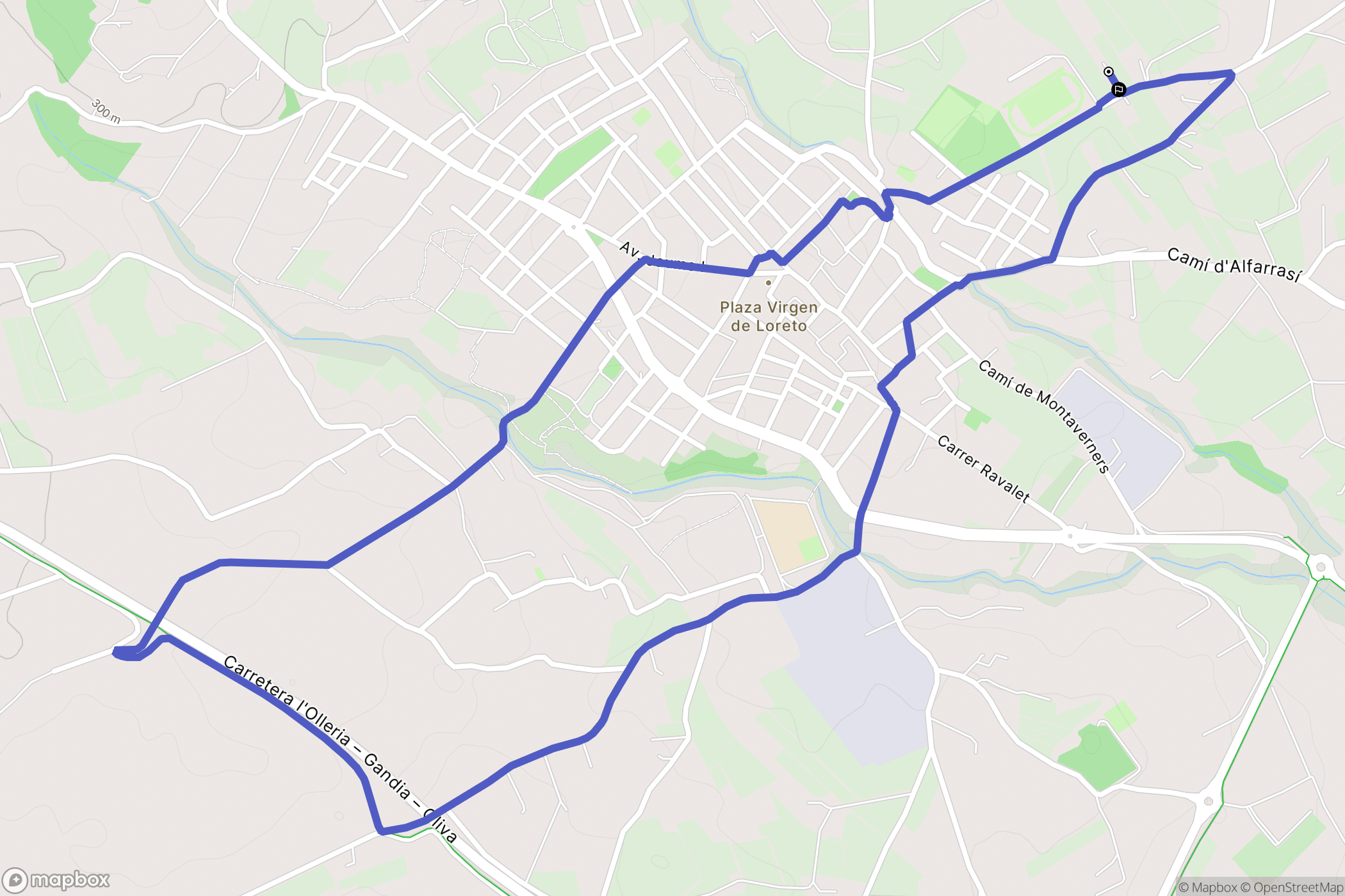 L'Olleria : carte du parcours de randonnée - Spain