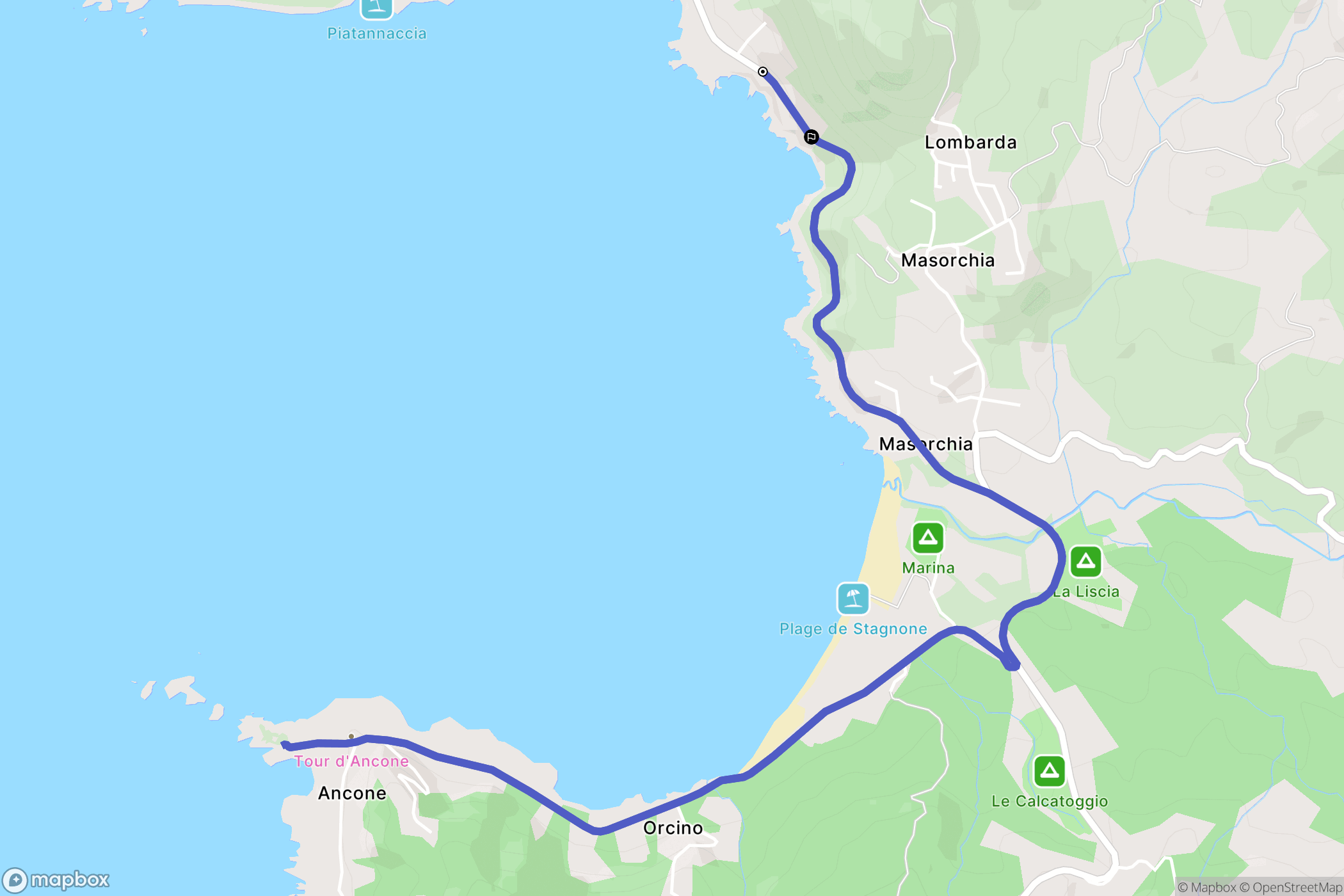 Casaglione : carte du parcours de randonnée - France