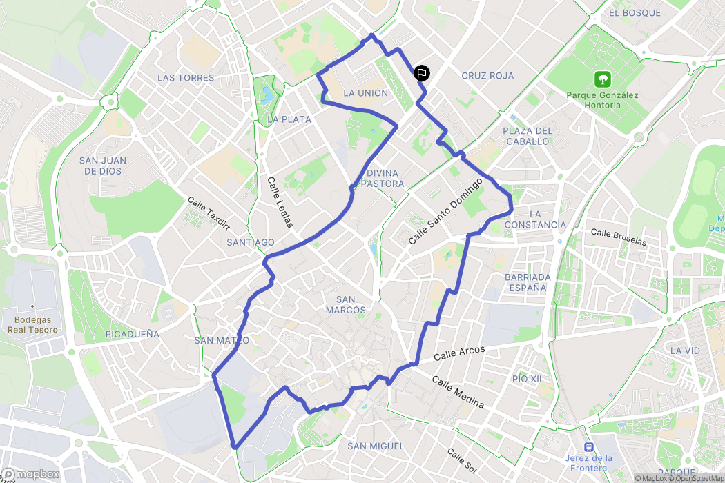 Jerez de la Frontera : carte du parcours de randonnée - Spain
