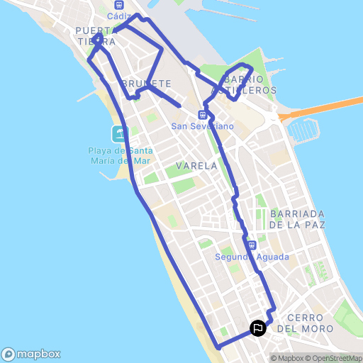 Cádiz : carte du parcours de randonnée - Spain