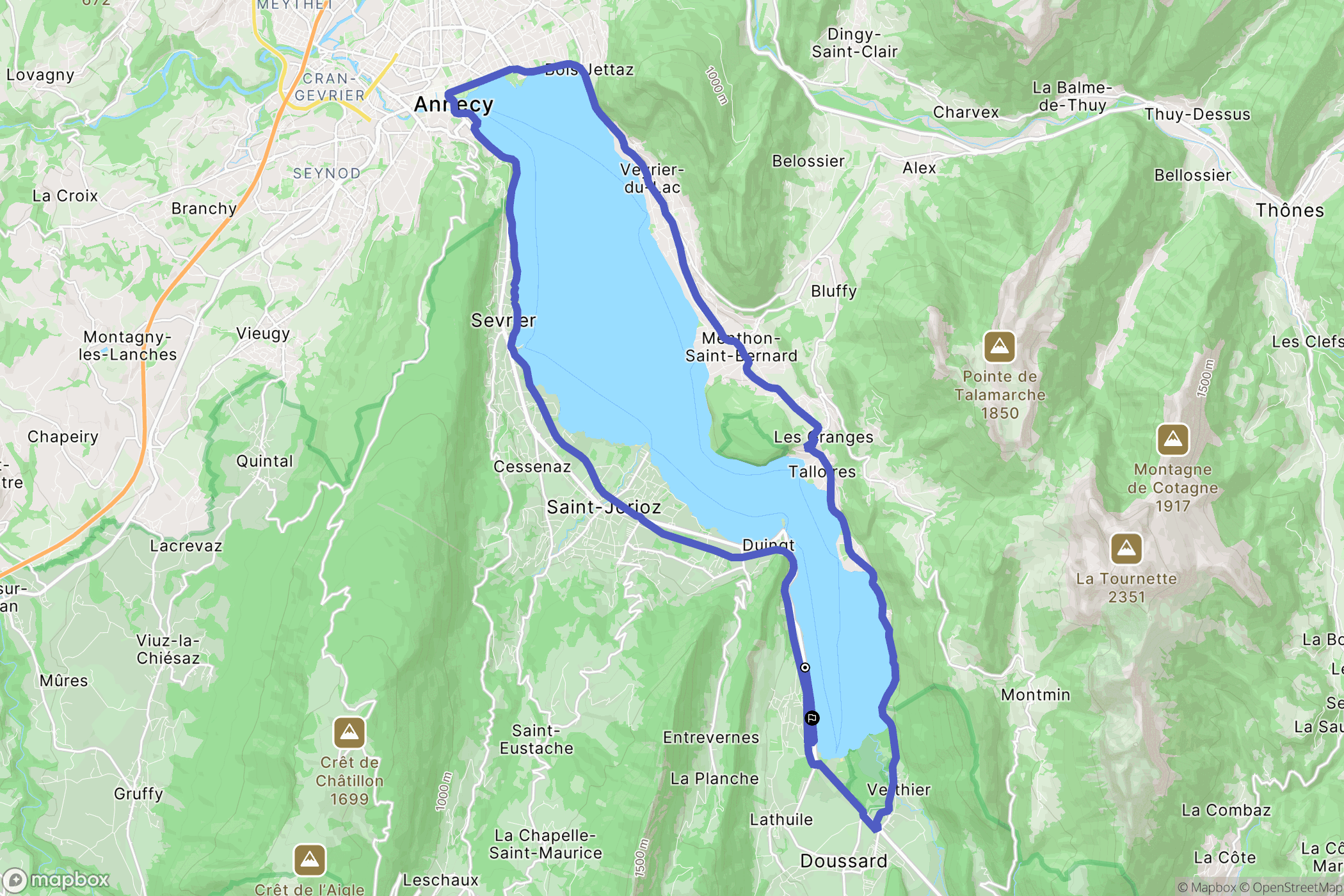 Doussard : carte du parcours de randonnée - France
