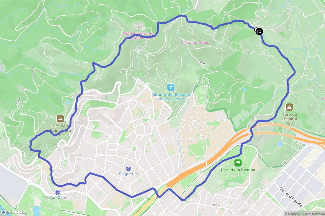 Santa Coloma de Gramenet : carte du parcours de randonnée - Spain