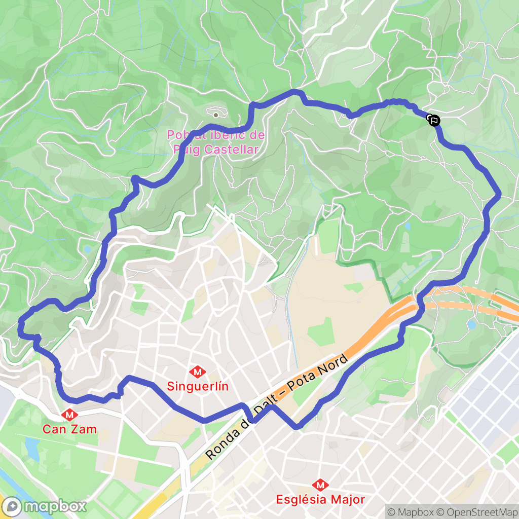 Santa Coloma de Gramenet : carte du parcours de randonnée - Spain