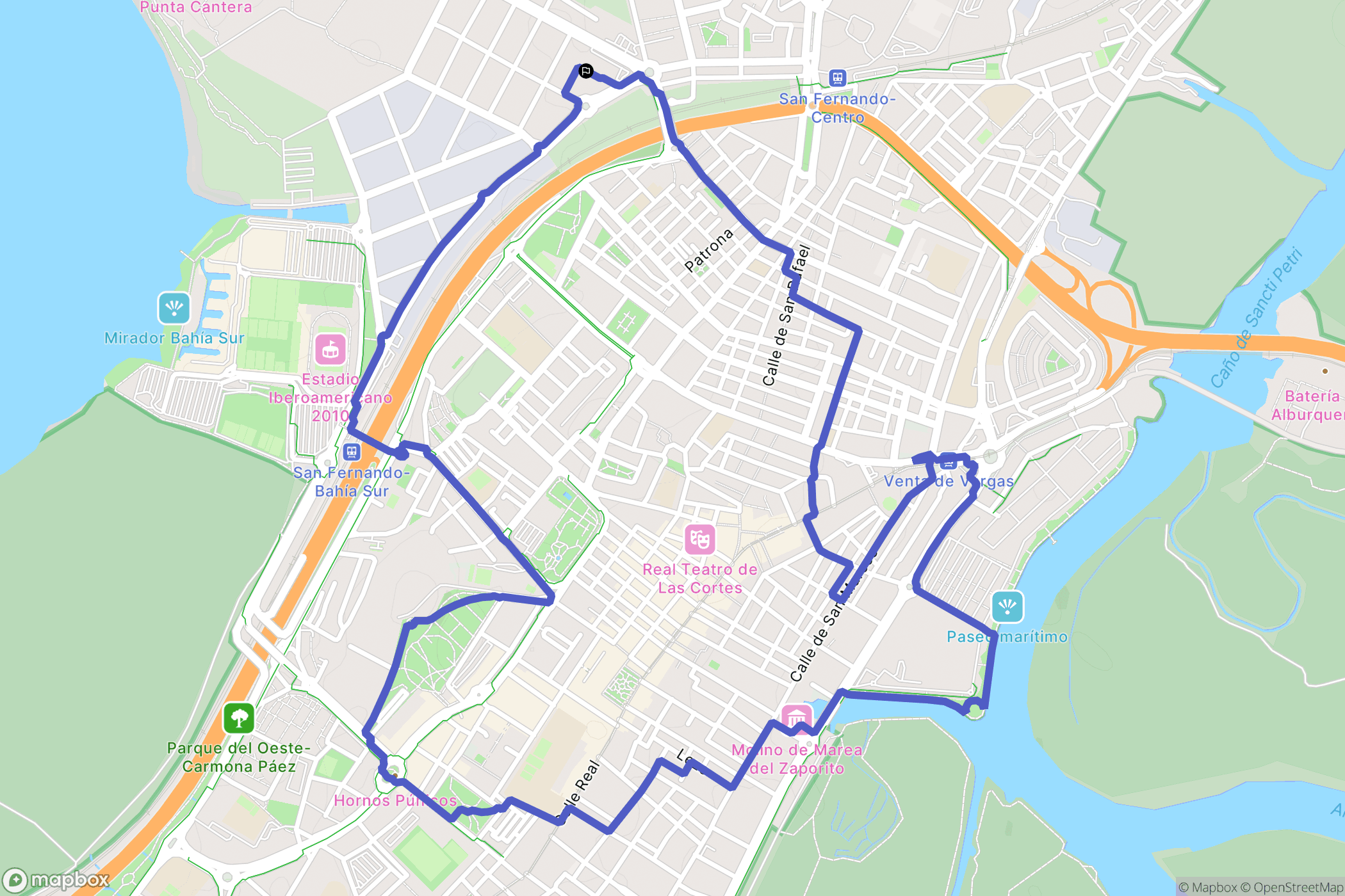 San Fernando : carte du parcours de randonnée - Spain