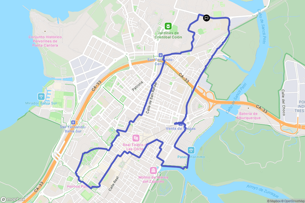 San Fernando : carte du parcours de randonnée - Spain