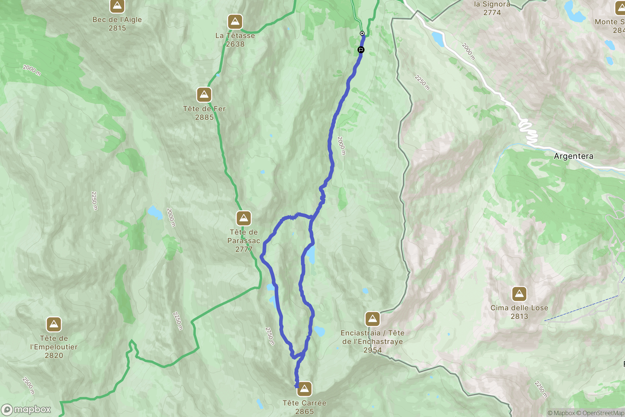 Val-d'Oronaye : carte du parcours de randonnée - France