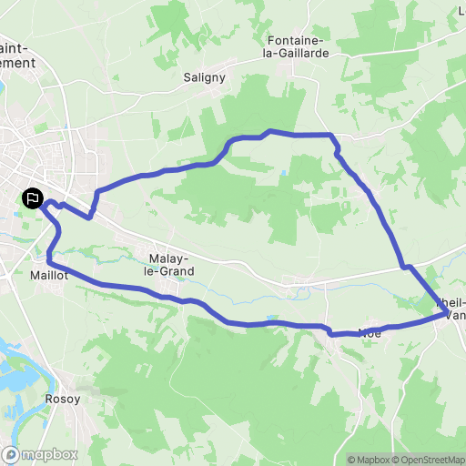 Sens : carte du parcours de randonnée - France